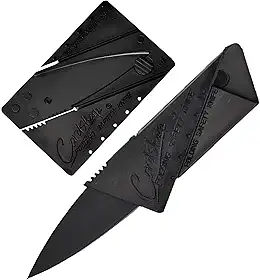 Canivete Faca Cartão Dobrável de Bolso Portátil, Compacto e Leve, Lâmina Para Acampamento, Viagem, Trilha, Camping, Abrir Caixa, Pesca e Defesa Pessoal, Multiuso, Multifuncional, Profissional Aço Inox (Preto)