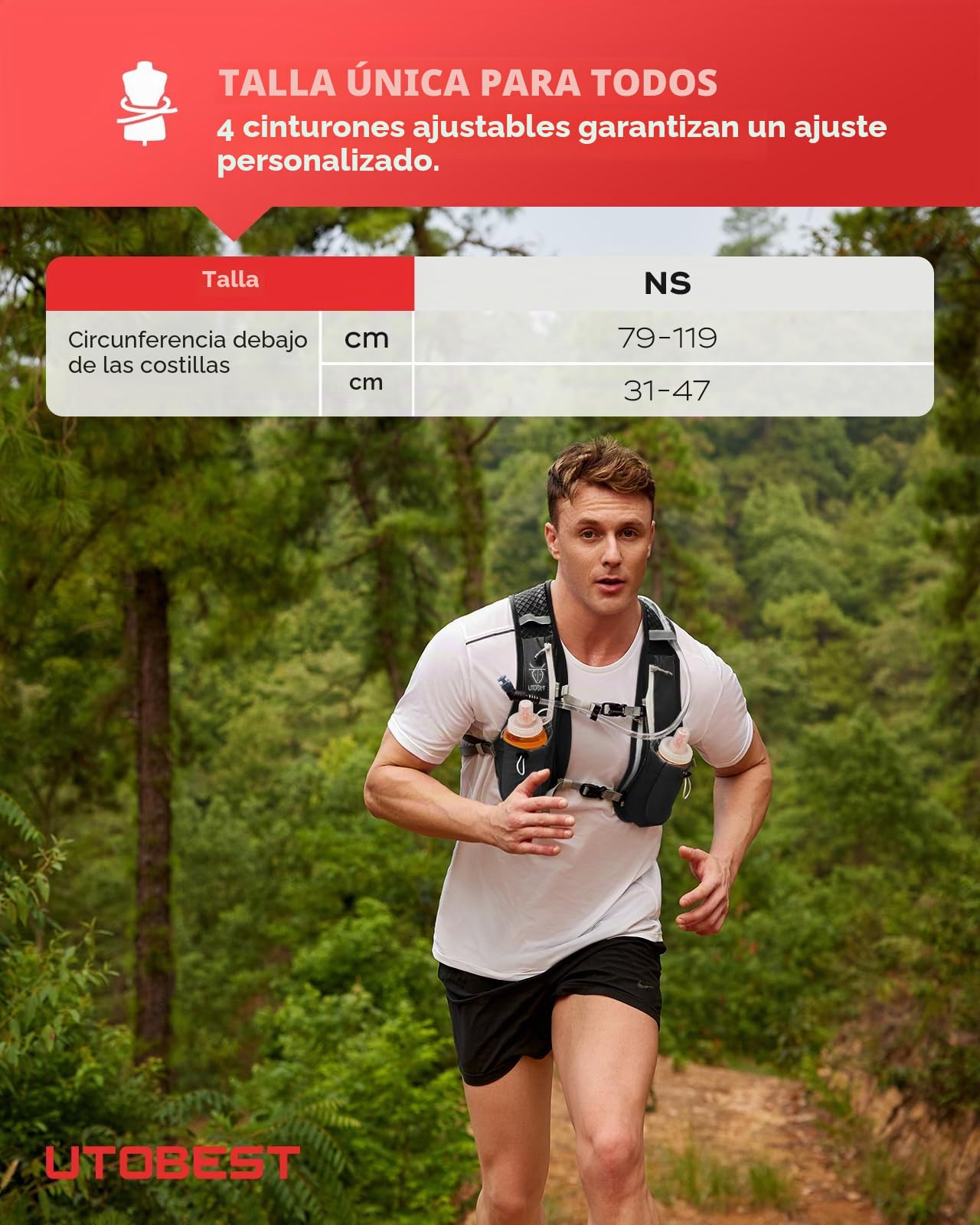UTOBEST Mochila Ligera para Correr a pie, Bolsa de hidratación Funcional 5,5 L…