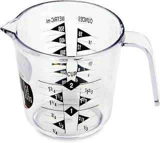 Chef Craft 2-Cup Clear Plastic Measuring Cup - Durable, Easy-Read US & Metric Markings, Dishwasher Safe