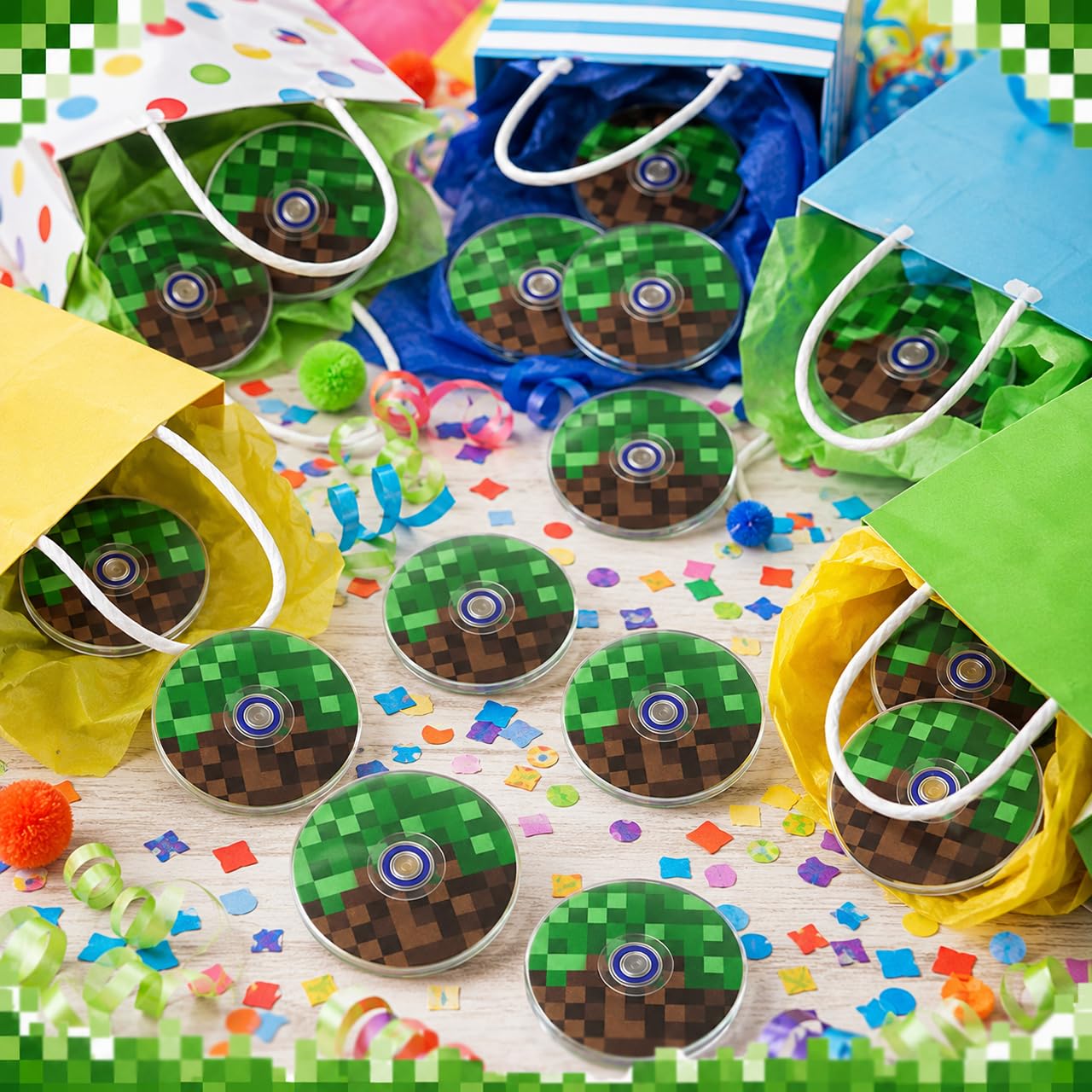 30 x grüne Pixel-Spinner-Spielzeuge für Kinder