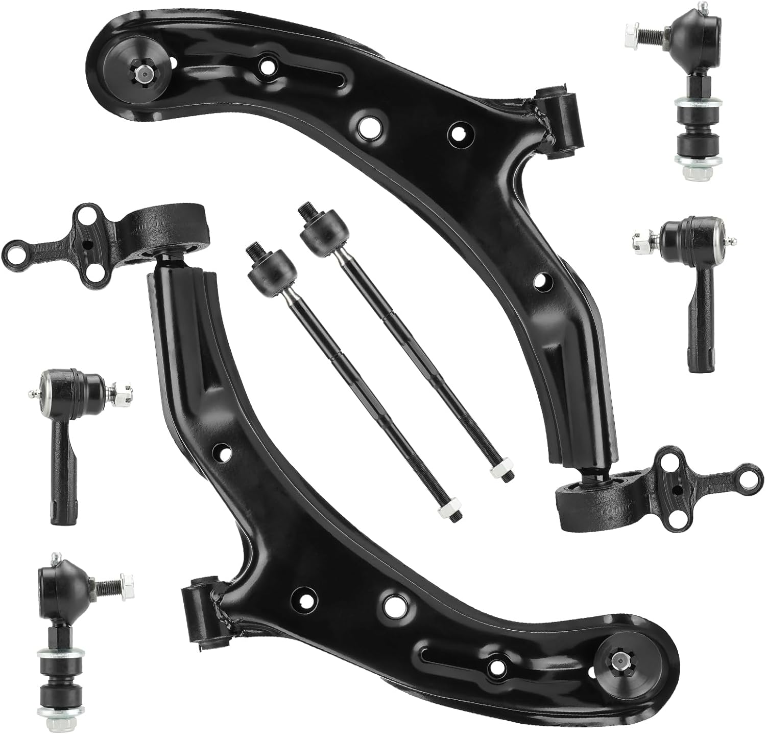 Front Lower Control Arm w/Ball Joint for Nissan Sentra 2001-2006, Stabilizer/Sway Bar Links + Tie Rod Ends, Left & Right, Outer & Inner, 8Pcs Suspension Kit K620359 K620358 K9543 ES2814RL EV380