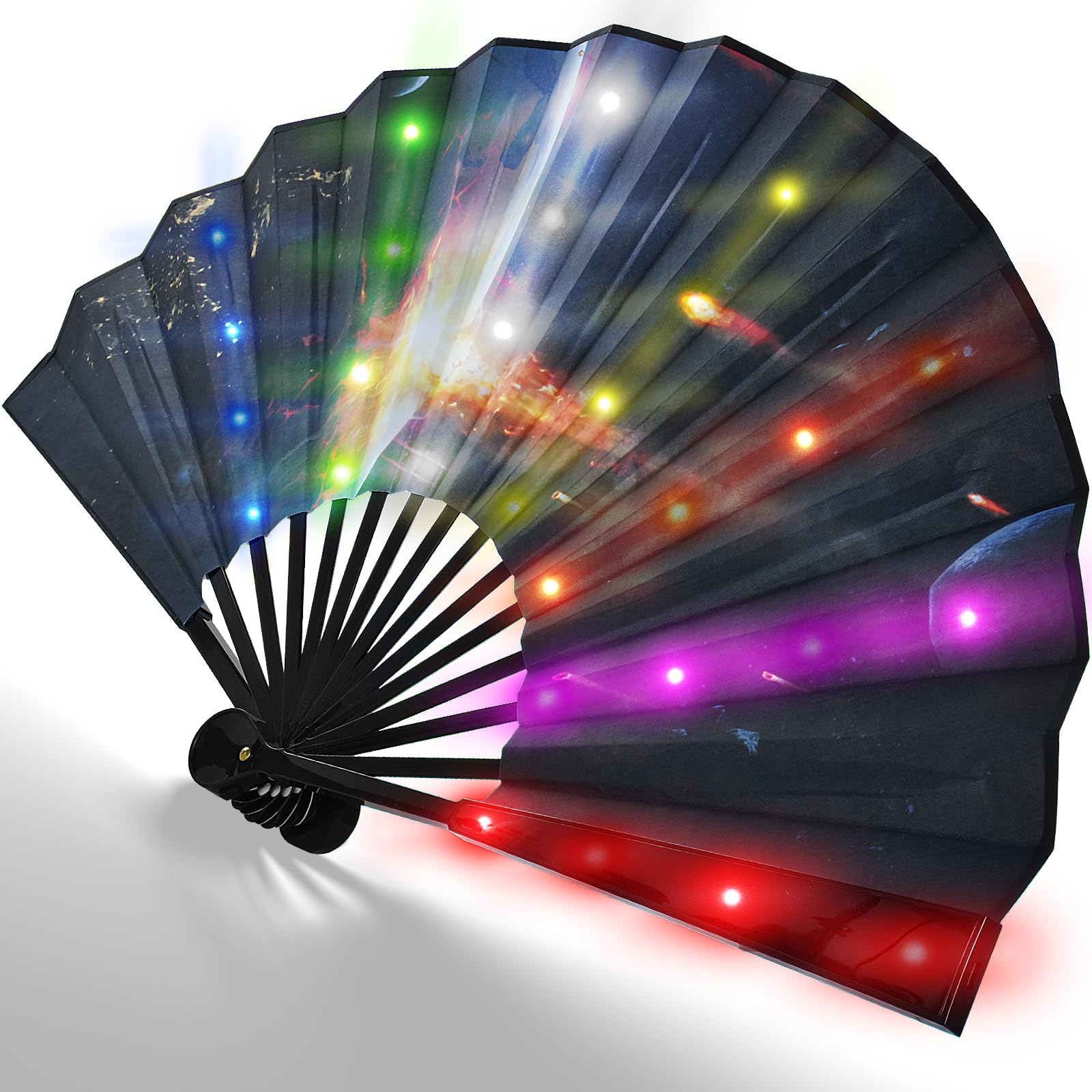 lifBetter Light Up Fan, Handheld LED Rave Hand Fan, Stage Performance Show Glowing Light Up Birthday Party Gift Wedding Home Decor Night Club Fluorescent Props Fan (A)