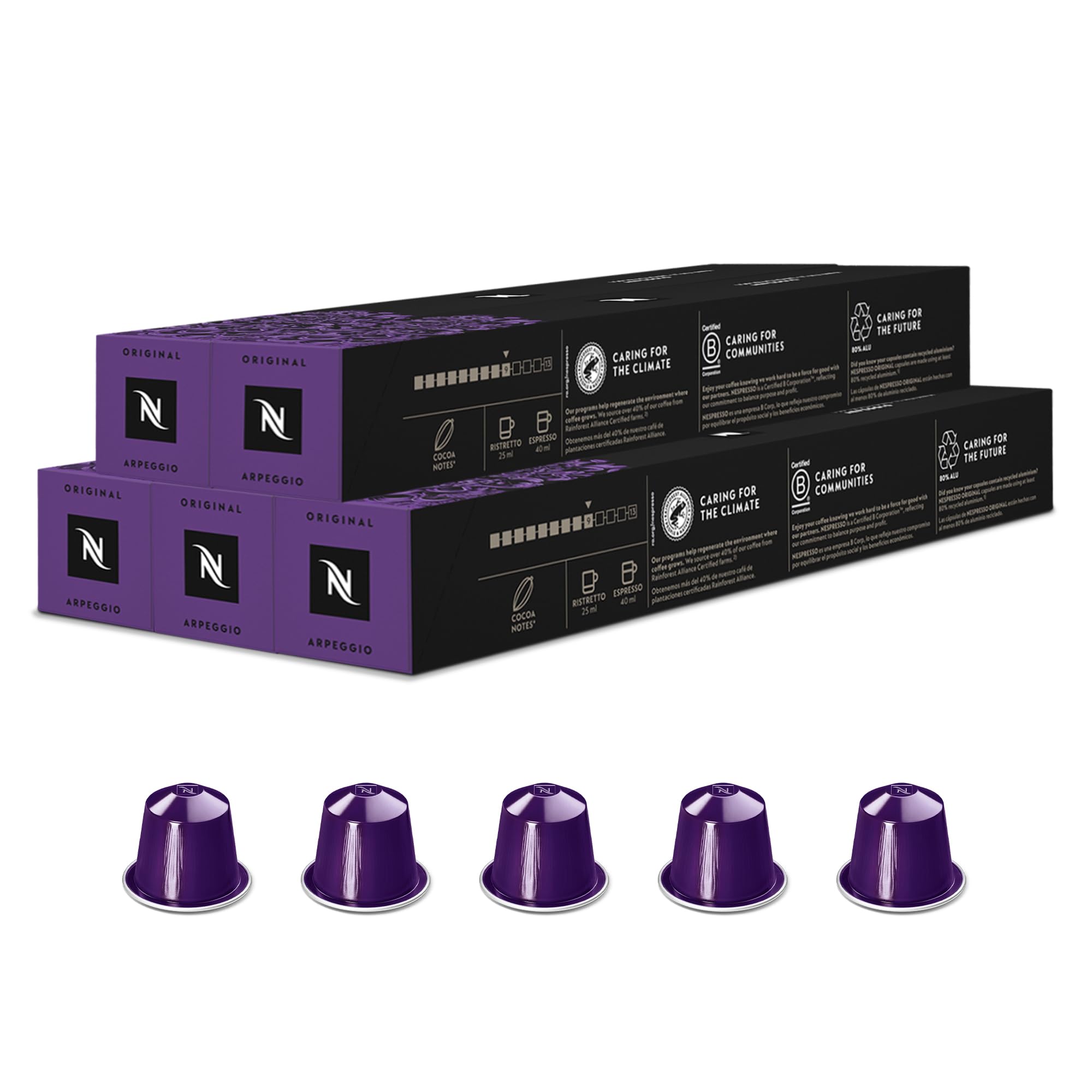 Kapsułki do kawy Nespresso Original Arpeggio, 50 kapsułek do ekspresu do kawy, ekspres do kawy, intensywne palenie z nutami kakao