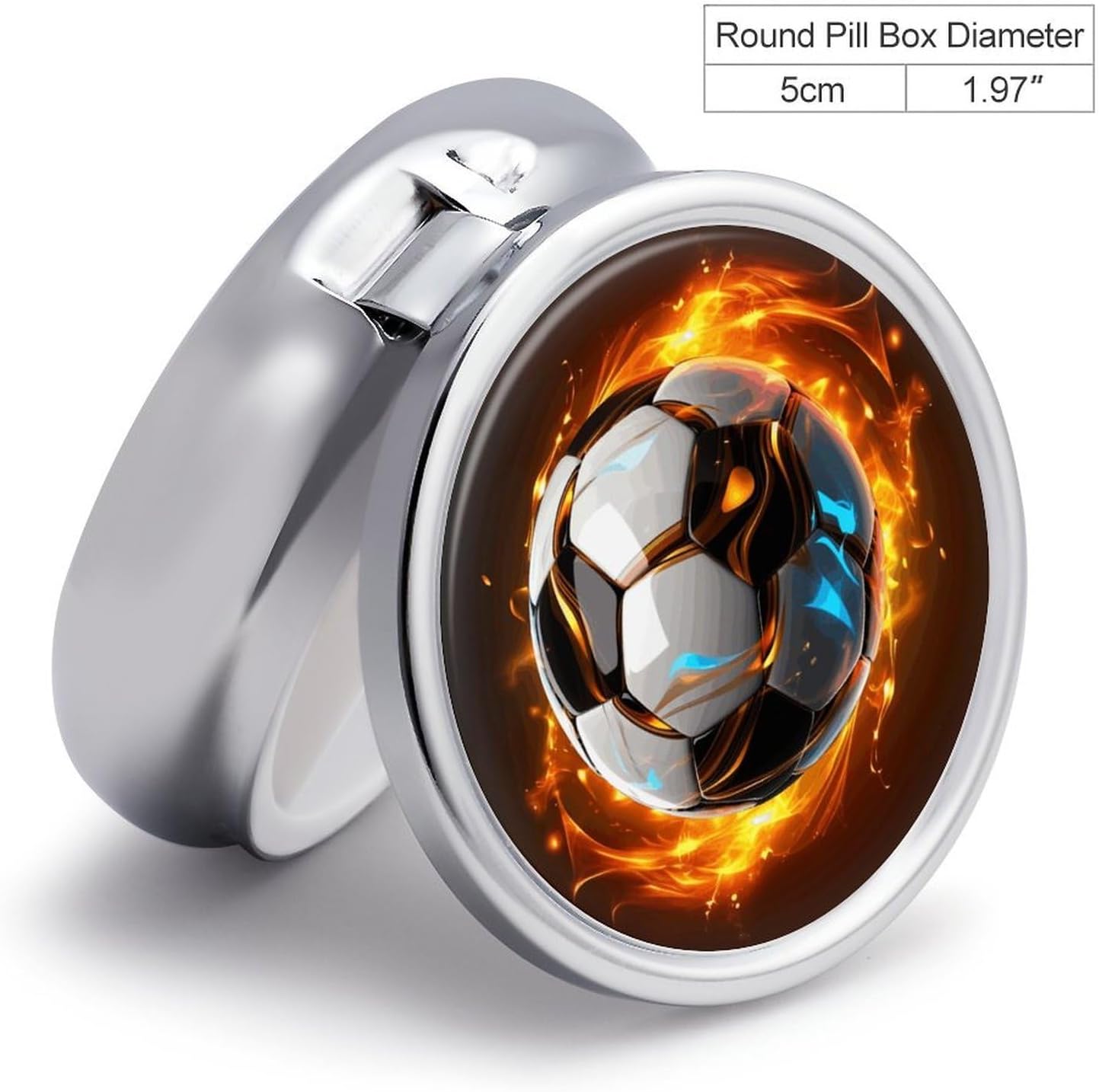 Cool Soccer Ball 3 Compartments Pill Box with Mirror for Pocket image 2