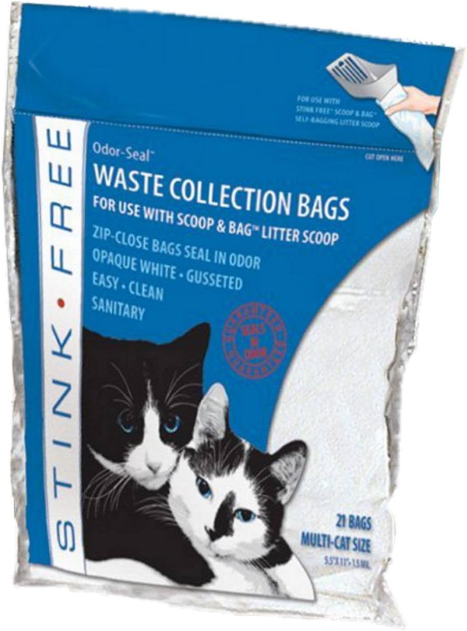 Scoop & Bag Odor-Seal Cat Litter Waste Collection Bags (21 Waste Bags)