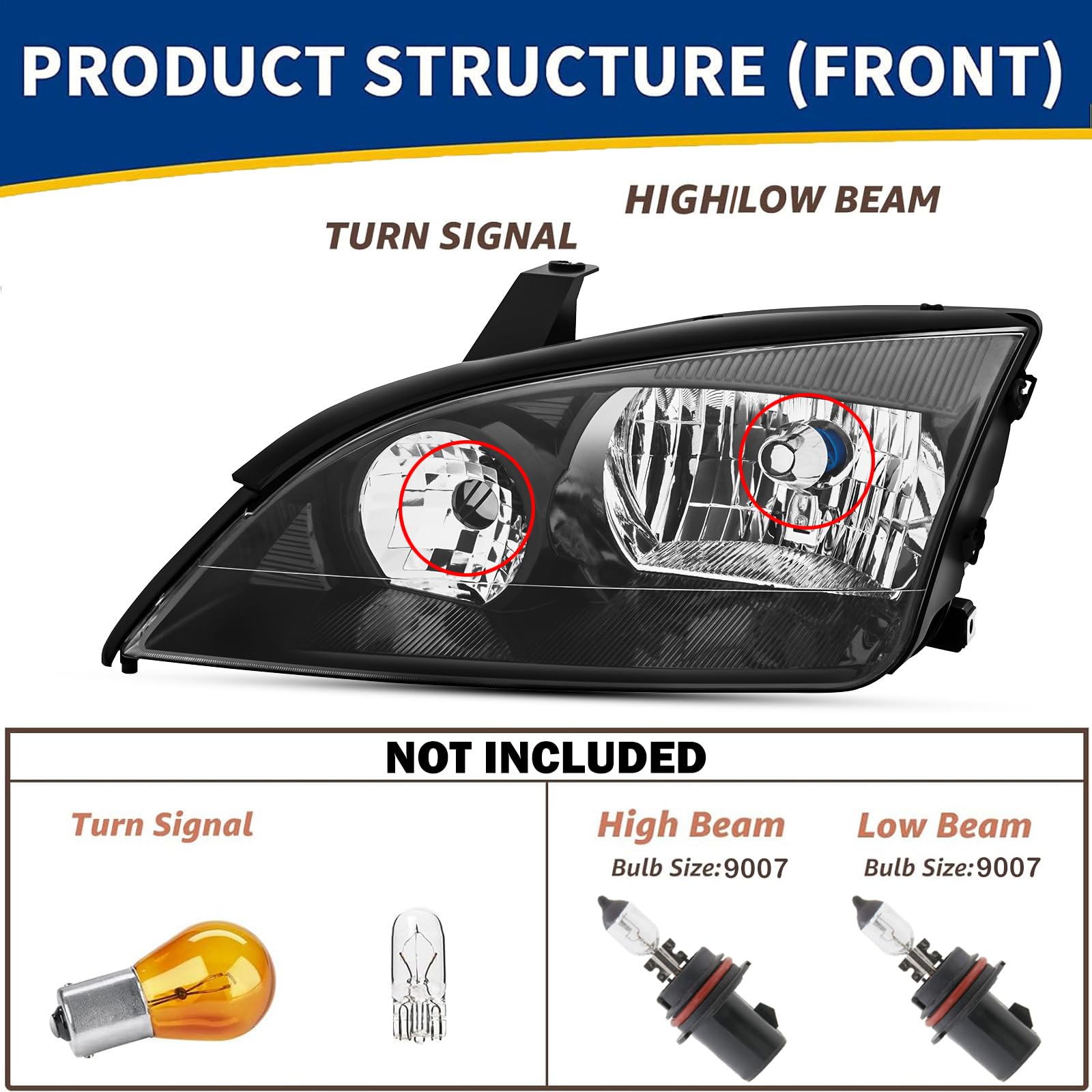 SAFAUTOPARTS Headlights Assembly Pair Compatible with 2005 2006
