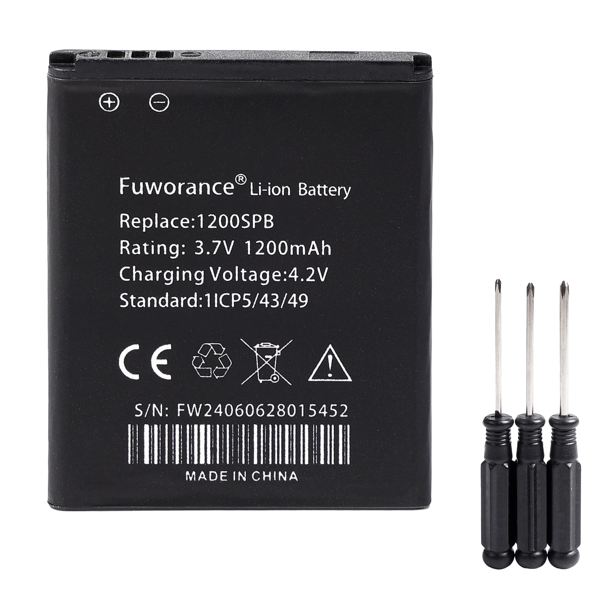 Fuworance Replacement Battery Fit for Texas Instruments TI-84 CE, TI-84 Plus CE, TI-Nspire CX II Color, TI-Nspire CX II CAS, 3.7L1200SPB, P11P35-11-N01, 1200mAh/4.44Wh Graphing Calculators Battery