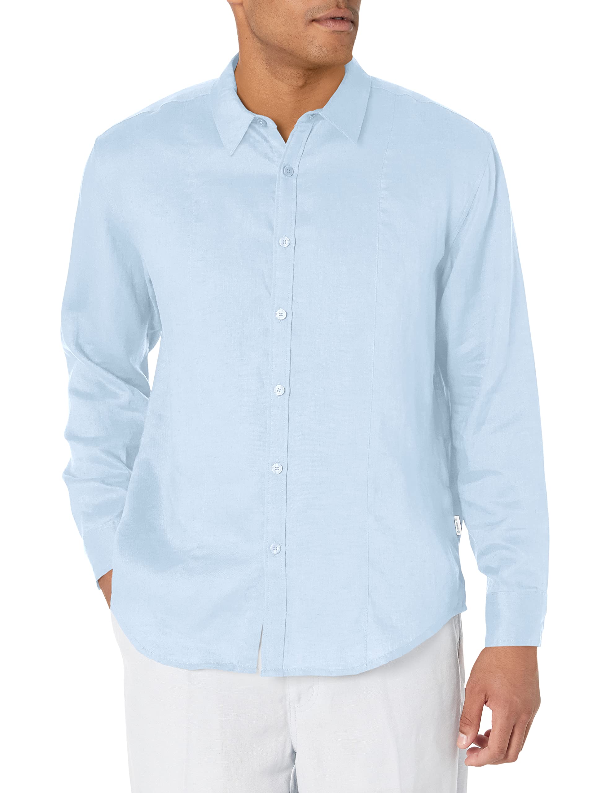 Cubavera Big and Tall Long-Sleeve 100% Linen Tucks Woven Shirt Camisa de Botones Hombre