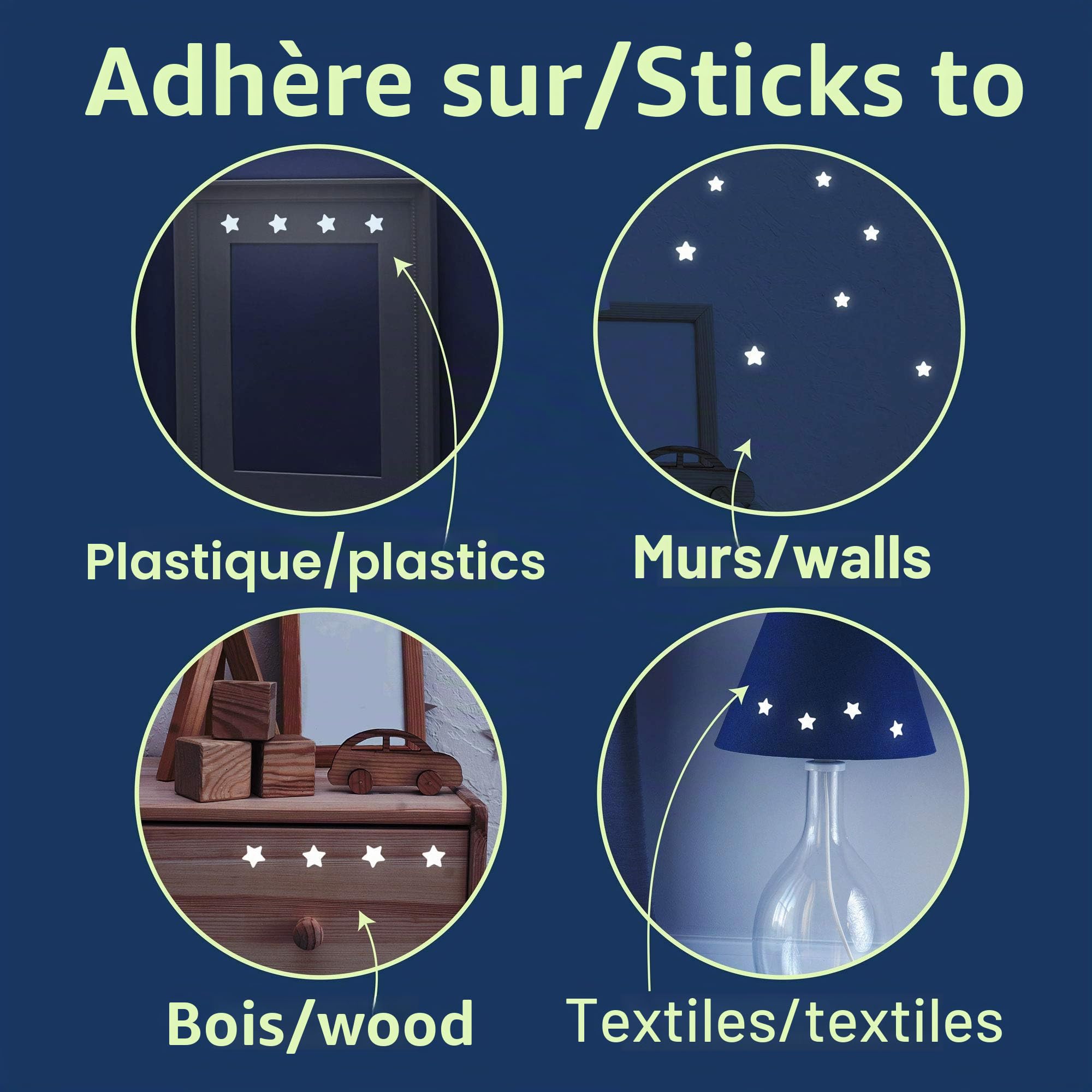 Paraboo Étoile phosphorescente [452 pcs.] points lumineux – autocollant fluorescent, stickers fluorescents pour ton ciel étoilé, étoiles phosphorescentes plafond