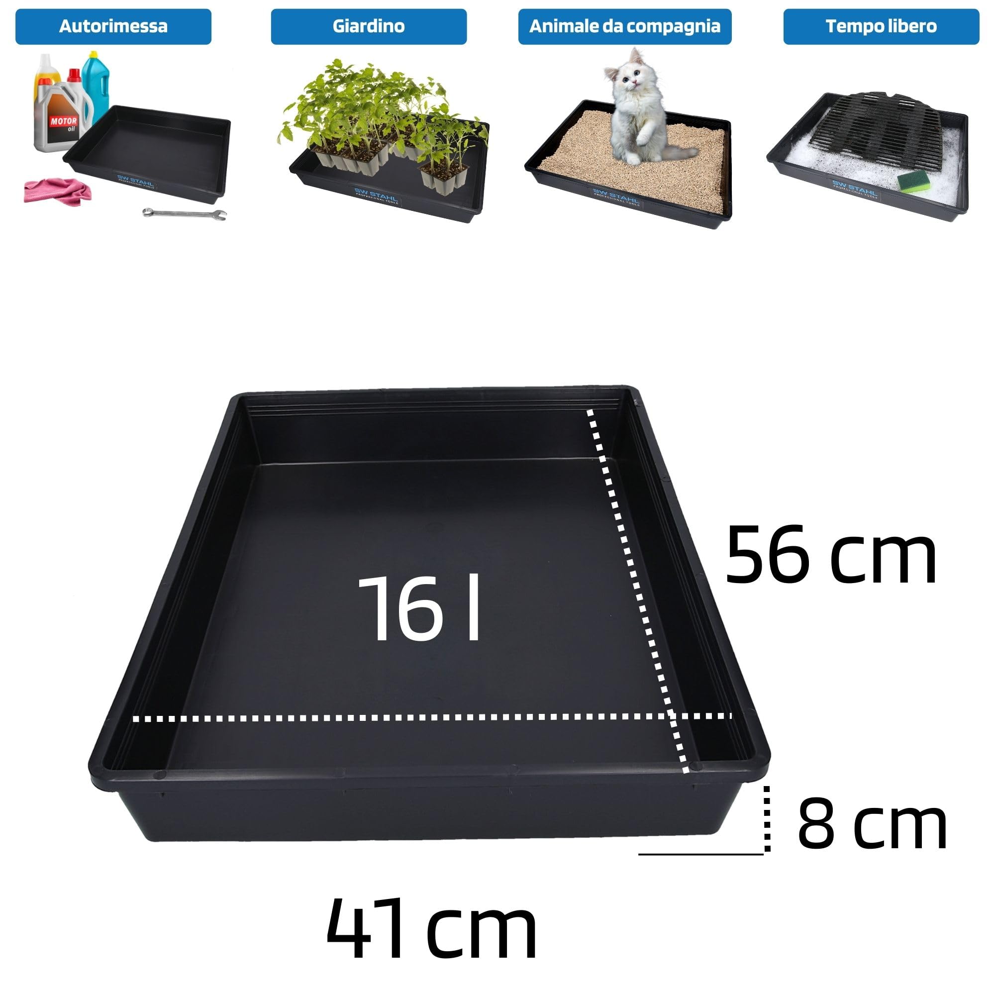 SW-Stahl 07376L Vassoio Universale, 560cm x 430cm x 85cm