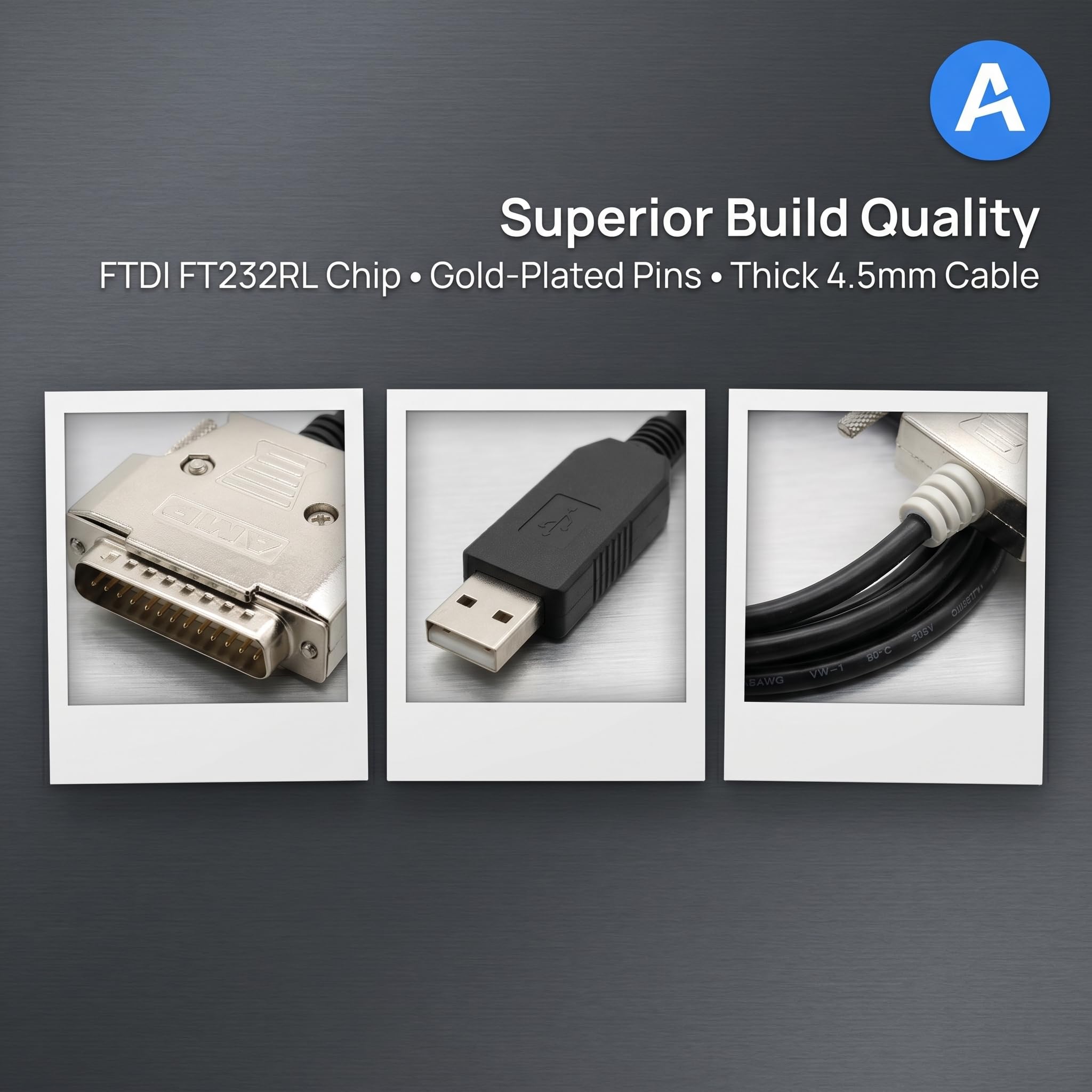USB-auf-DB25-Parallel-Druckerkabel mit FTDI-Chip, USB-Stecker auf DB25-Stecker, serieller Anschlusskabel, kompatibel mit Windows, Vista, Linux, MacOS-Systemen (3 m)