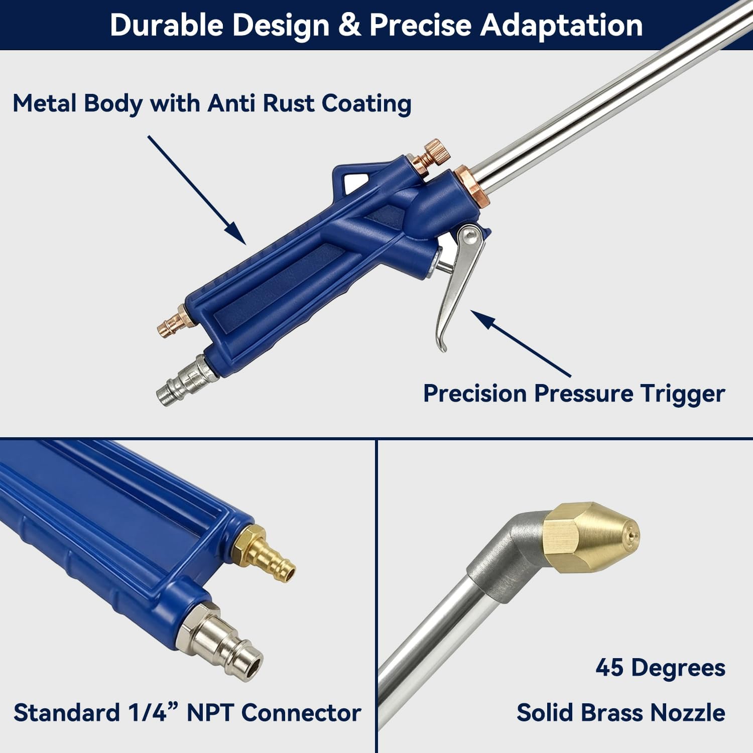 Air Blow Gun Pneumatic Engine Cleaning Gun with 3.55-Foot Hose- High-Pressure Pneumatic Engine CleaningGun for Air Compressors with US Standard 1/4" NPT Quick Connector,Cleaning Degreasing Spray Tool
