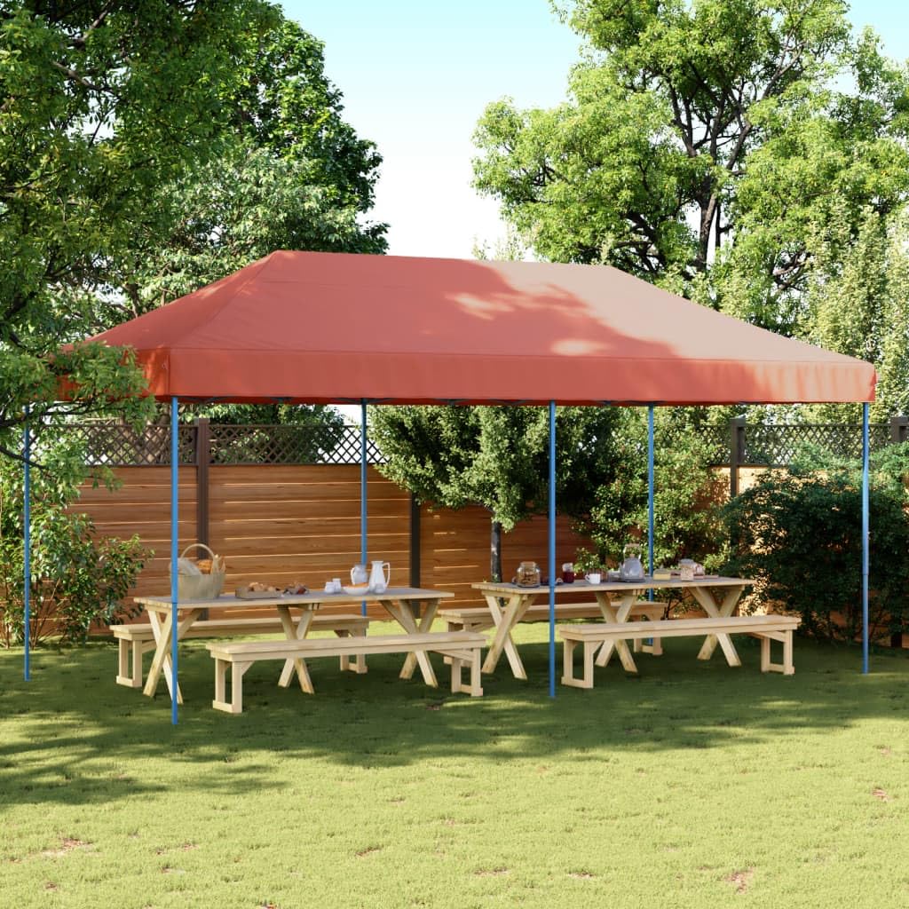 Gazebo da giardino per esterni, tenda pieghevole a scomparsa, in terracotta, 580 x 292 x 315 cm, gazebo per campeggio, matrimoni, feste, mercati, spiaggia