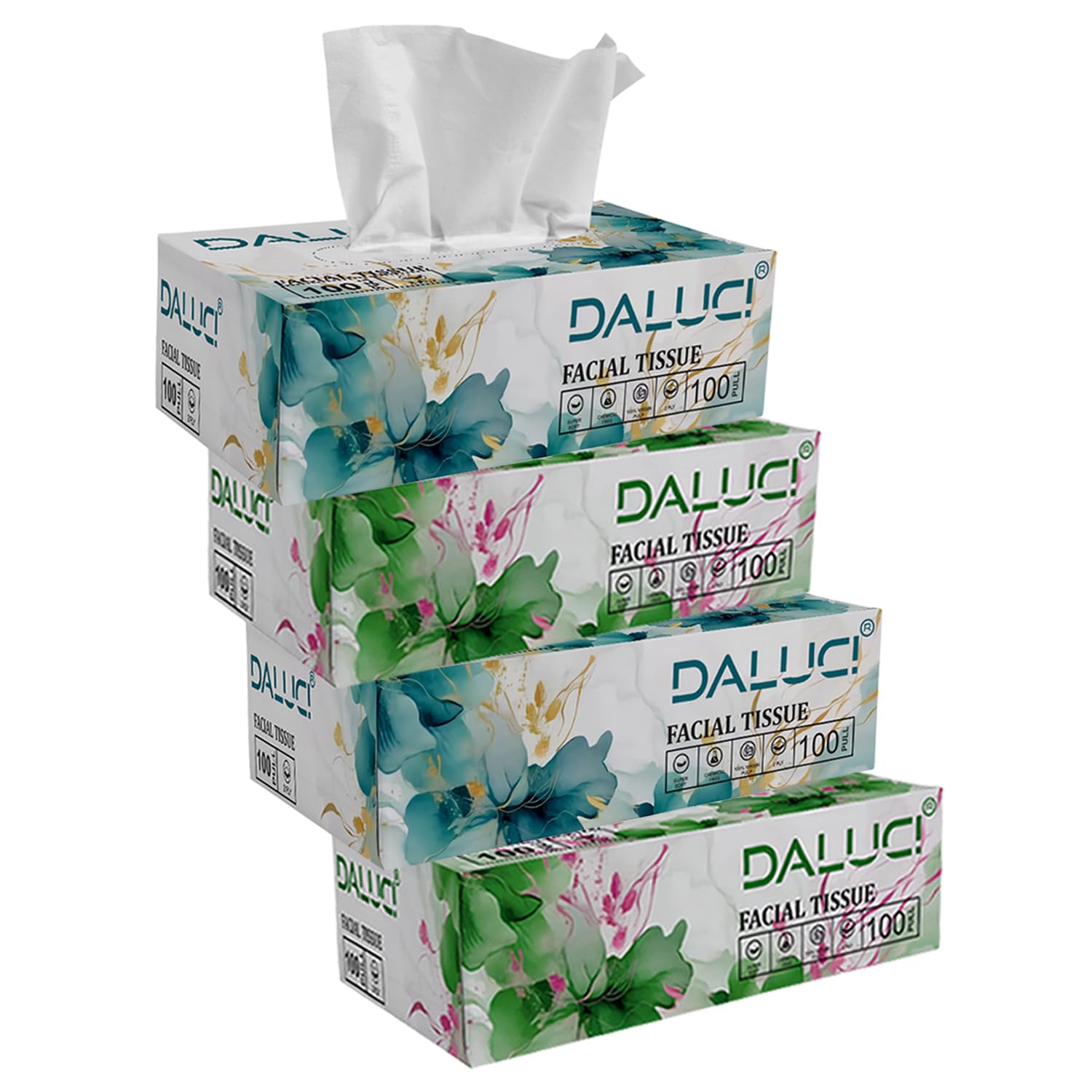 DALUCI 2 Ply Facial Tissue Box Car Tissue (4 Boxes (400 Pulls)) (B0CL22F3Q2) Amazon Price History, Amazon Price Tracker