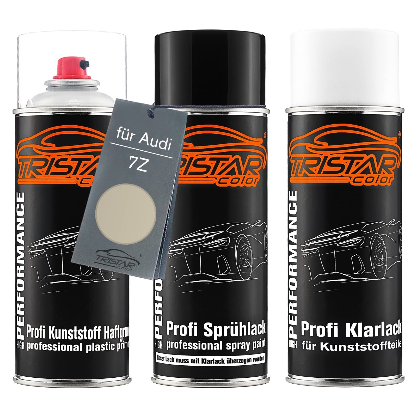 TRISTARcolor Peinture Voiture Kit Bombes De Peinture Pour Pare-chocs En Plastique Pour Audi L3U Lavarot Metallic Primaire D'adhérence Peinture De Base Vernis Clair Avec Plastifiant