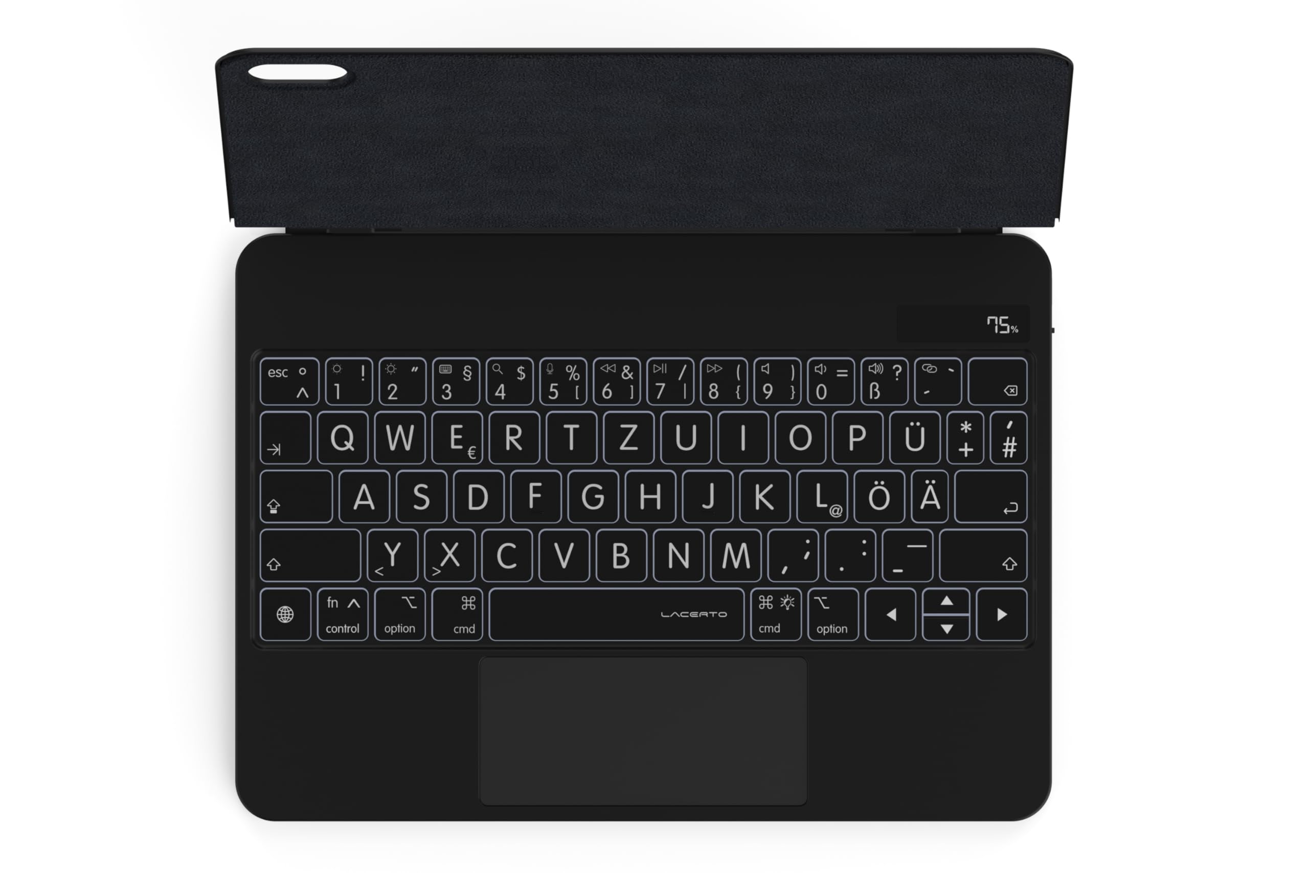 Deutsche Tastatur für iPad 10,9 2022-10. Gen (A2696/A2777/A2757) mit großen beleuchteten Buchstaben, für Senioren, Kinder & Sehbehinderte, Multi-Touch Trackpad | SCHWARZ | MAGIO-DG823