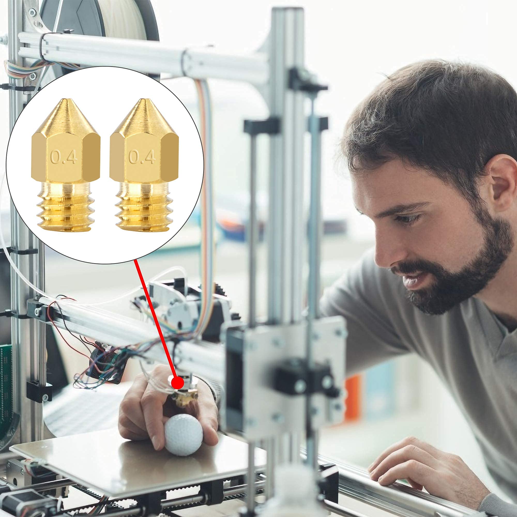 Dysze do drukarek 3D MK8 Wytłaczarka mosiężna dysza 0,4 mm z pęseczkami i czyszczeniem igieł kompatybilne do Creality CR-10 Ender 3 5 22 szt