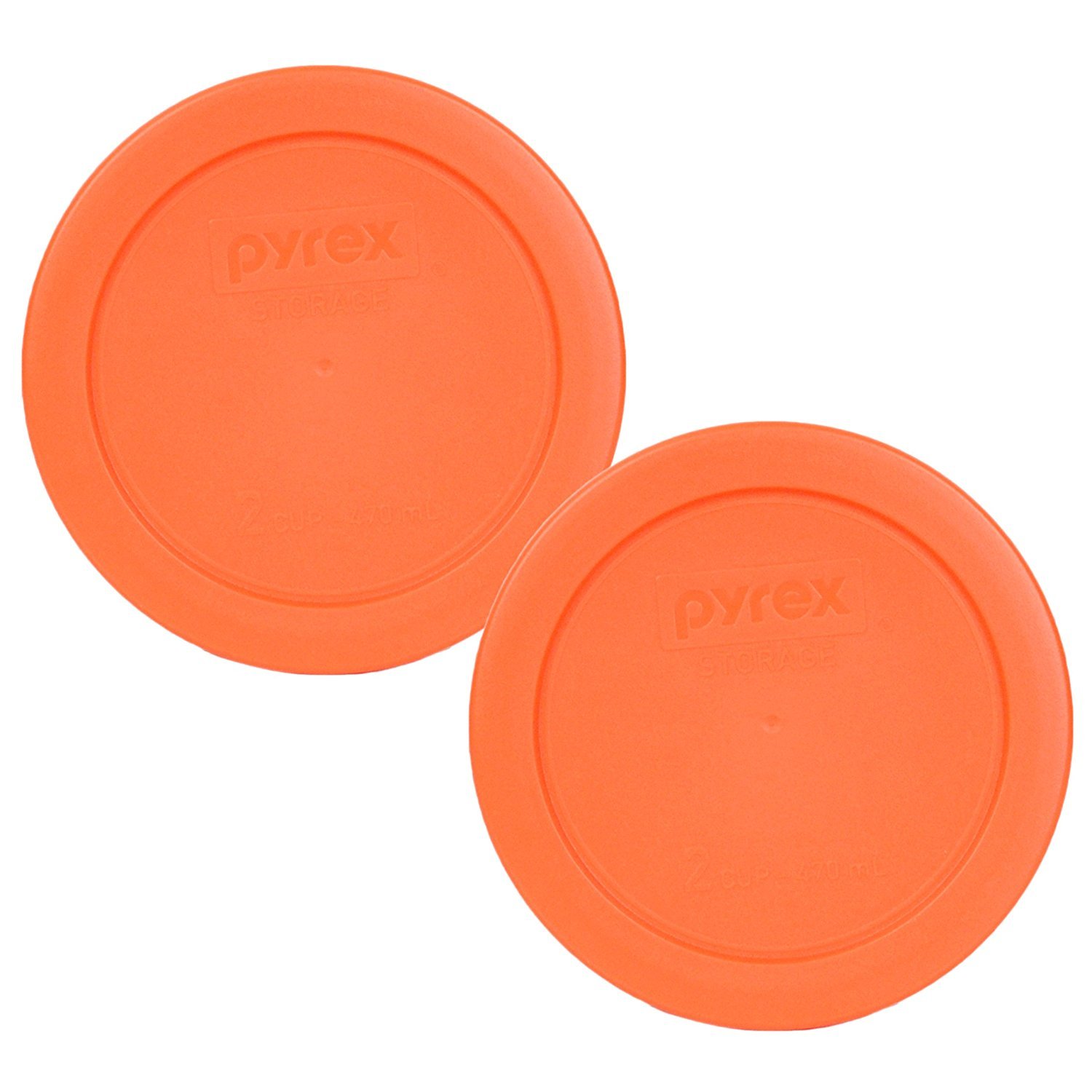 7200-PC Round 2 Cup Storage Lid for Glass Bowls (2, Orange)