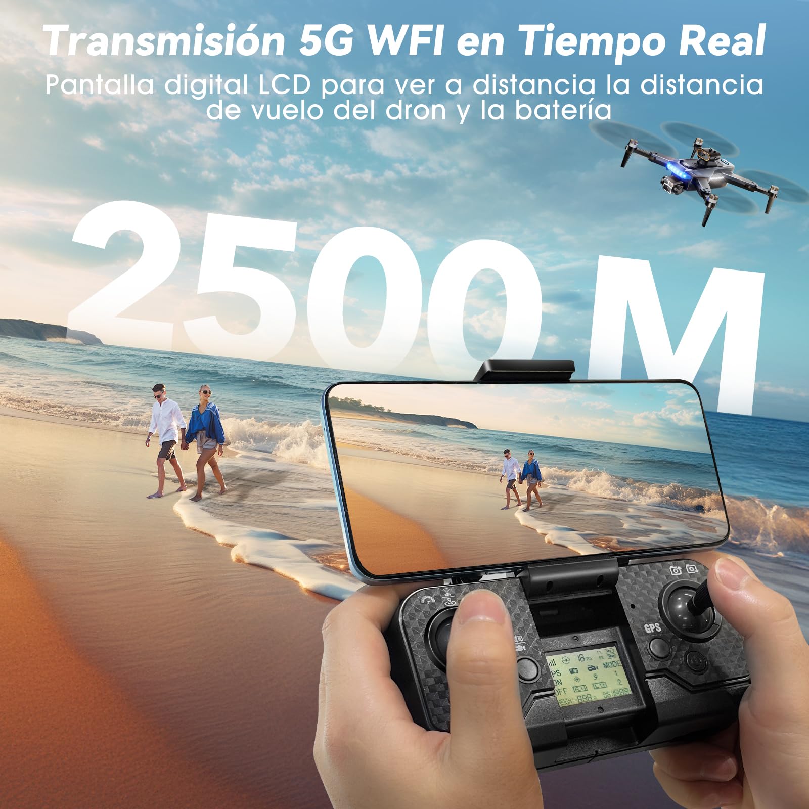Dron con Cámara 4K GPS para Adultos y Principiantes, 54 Min Vuelo (3 Baterías), Motor Sin Escobillas, Cámara Ajustable 90°, Retorno Automático, Plegable <249g(Negro)(estándar)