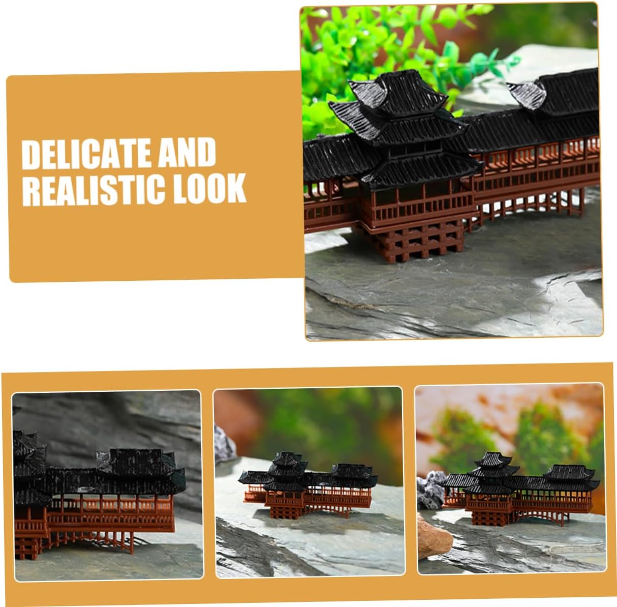 2pcs Micro Landscape Ornaments Plastic Miniature Bridge Decor