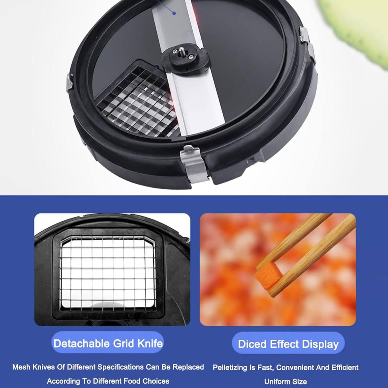 Robot da Cucina Professionale 600W,Tagliaverdure Elettrico con 5 Dischi per Cubetti,Fette e Grattugia,Grande capacità 5 Litri,Tritatutto Multifunzione per Tutte Le Verdure e la Frutta