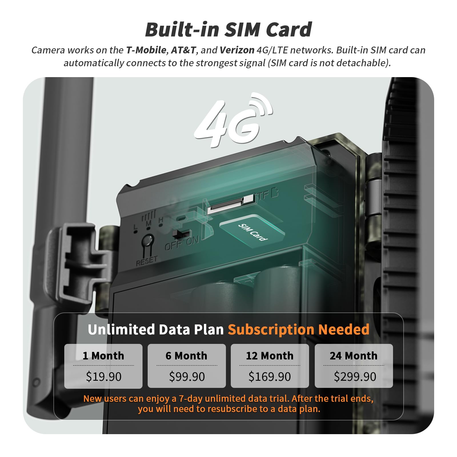 SEHMUA 4G LTE Cellular Trail Cameras 3rd Gen with Live Streaming, Game Camera Built-in SIM Card with Motion Activated 0.2s Trigger Time Solar Trail Camera IP66 Waterproof