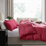 Hearth & Harbor Twin Duvet Cover Set - Twin/Twin XL Soft Prewashed Burgundy Red Duvet Cover, 2 Piece Set with Zipper Closure, 1 Duvet Cover 68x90 inches and 1 Pillow Sham | 2 Piece Soft Prewashed Bedding Set, Zipper Closure, Includes 1 Duvet Cover 68
