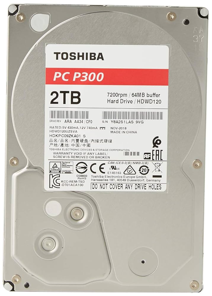 Toshiba P300 2 To Disques internes (8,9 cm (3,5