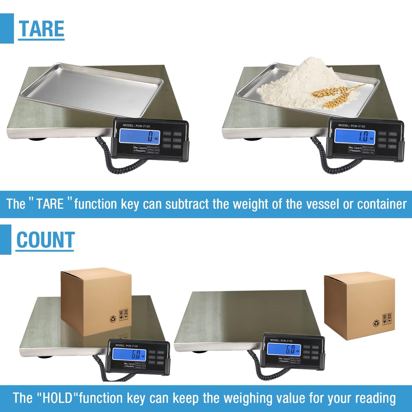 Large 440lbs Shipping Scale 15X 12 Platform Heavy Duty Stainless Steel Platform for Postal Industrial Floor Business Office — view 5