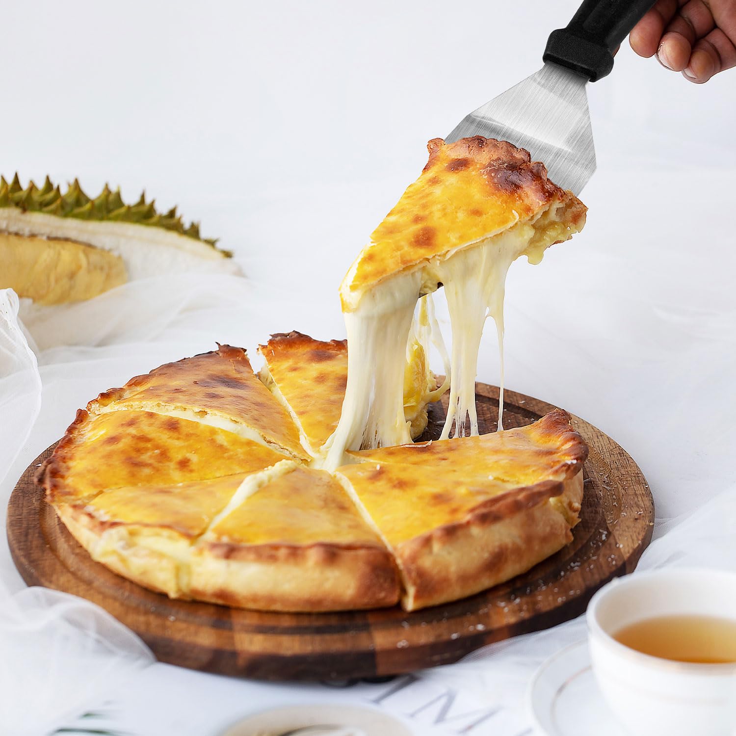 Espátula pequeña de 2 piezas, mini espátula de servir para uso en cocina, espátula de metal para servir y girar, ideal para panqueques, brownies, postres, galletas, huevos o sartenes pequeñas