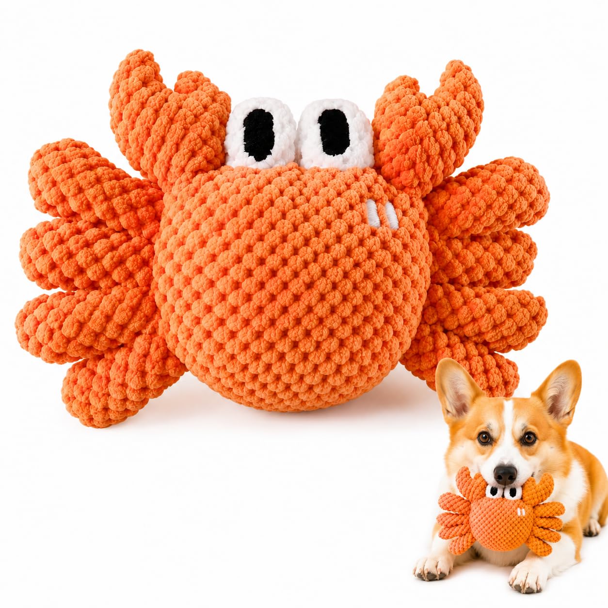GzglAstropyne Squeaky Plush Dog Toys, Ocean Theme Turtle Crab Starfish, Tear Resistant Durable Chew Toys for Puppy Medium Large Dogs, Interactive Stuffed Pet Toys (orange crab)