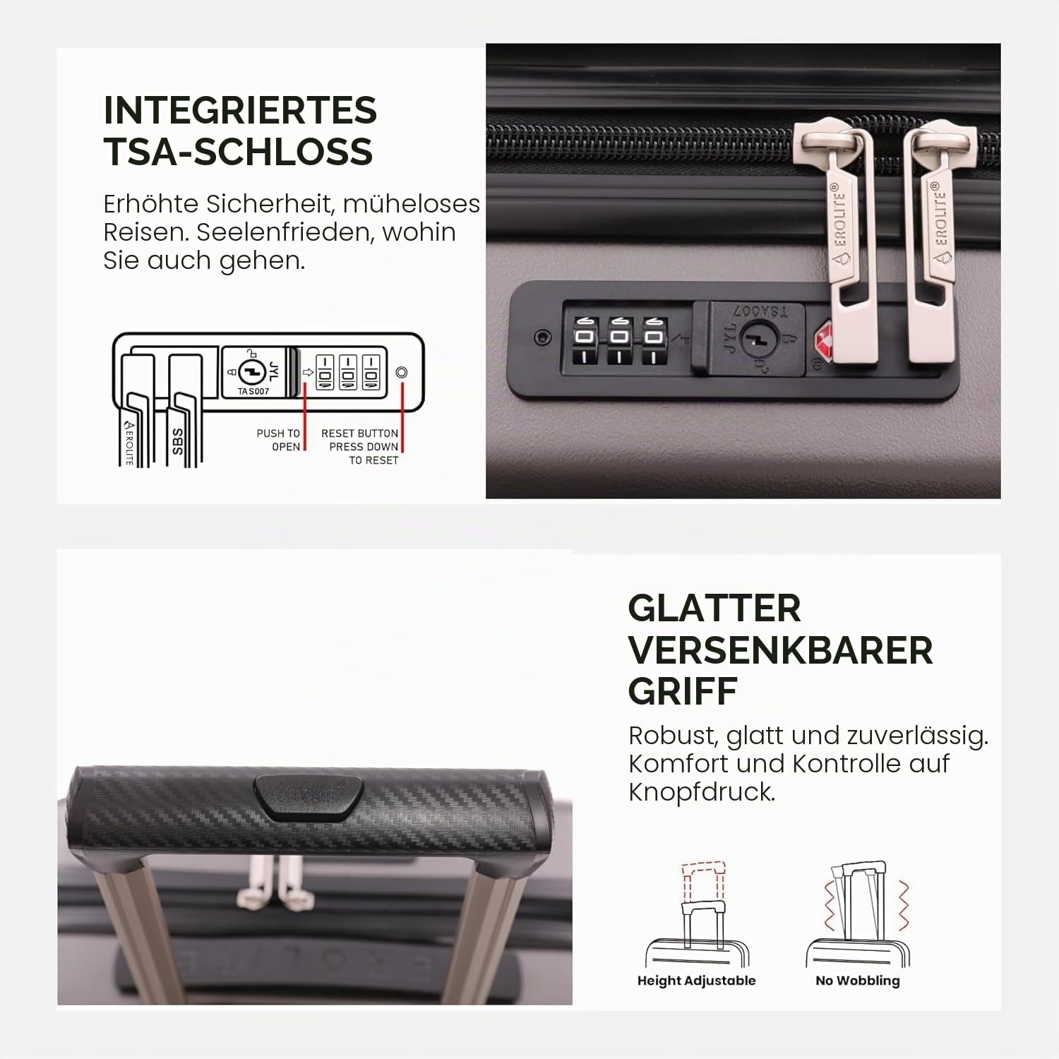 Aerolite Erweiterbar 55x40x20cm auf 55x40x23 cm Lufthansa Eurowings Ryanair Wizz Air Priorität und mehr Maximale Größe, Leichtes Hartschale Handgepäck Koffer 55x40x20 55x40x23 mit 2 Rädern