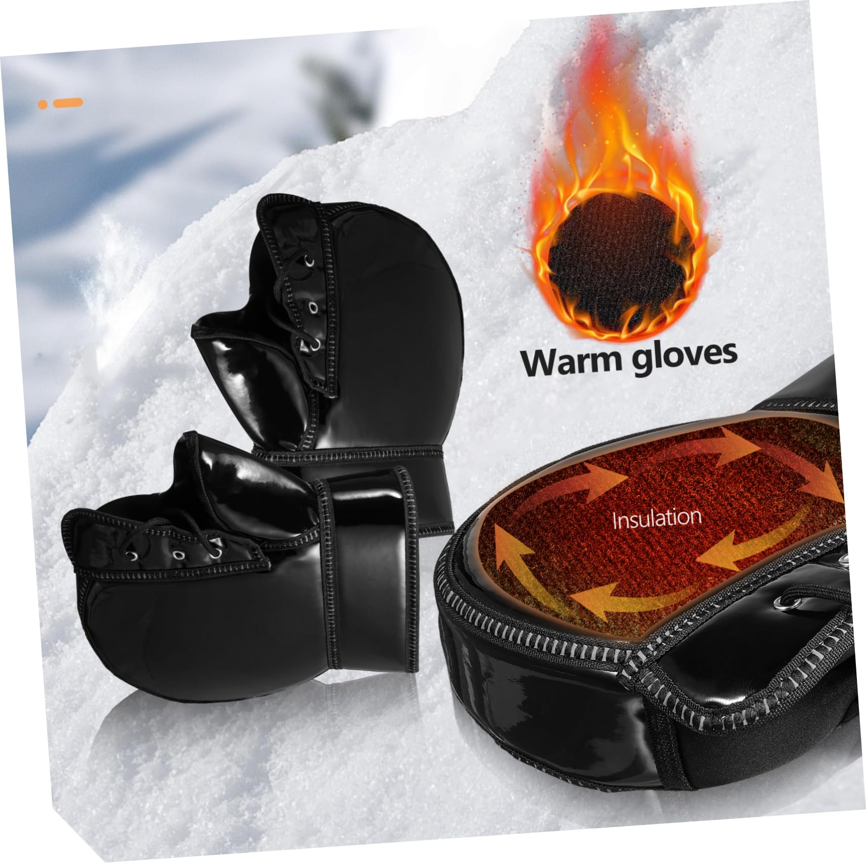 Guanti Manubrio Moto Invernali 1 Paio Nero Antivento | Pu e Fibra Sintetica, Costruzione Weatherproof Strisce Riflettenti, per Uscite in Inverno