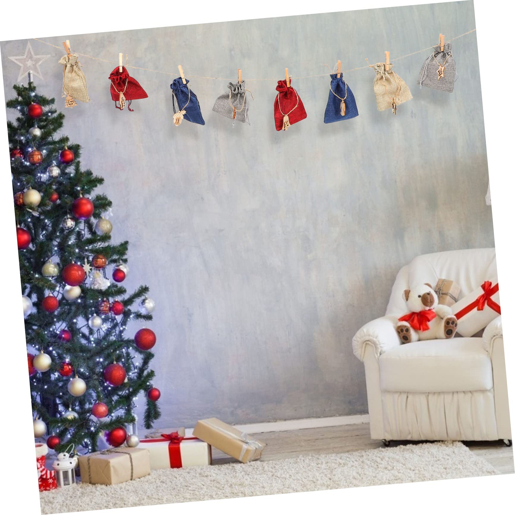 Beavorty 3 Set Di Sacchetti Per Feste Di Natale Con Calendario Sacchetti Appesi Con Coulisse