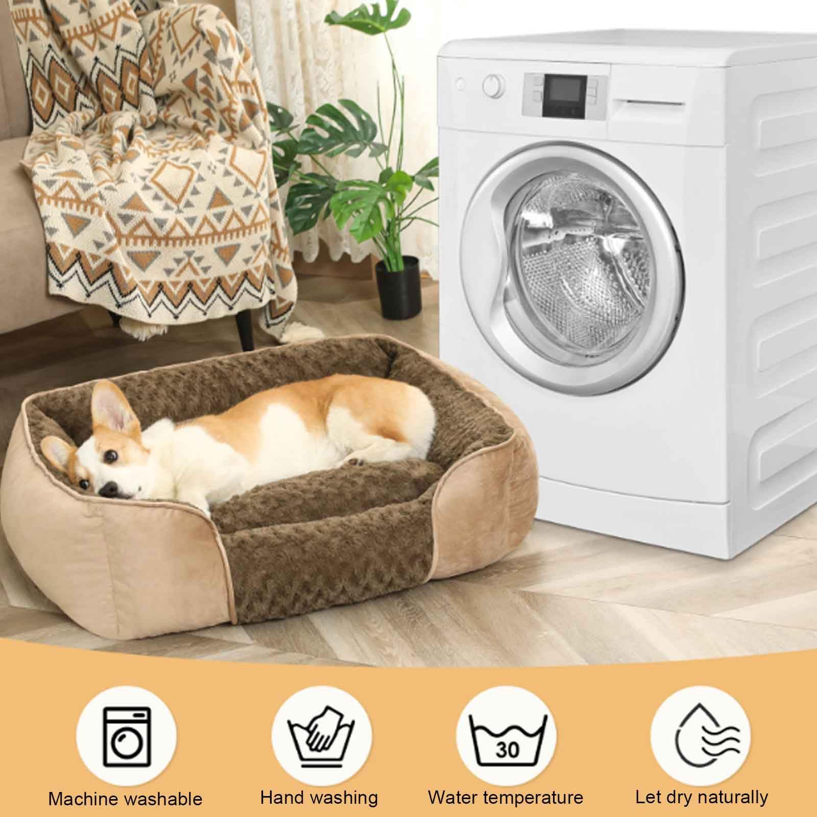 Cuccia per Cani Lavabile da Interno per Cuccioli, Grande, Accogliente, materassino per Animali Domestici, soffice e Rettangolare con Fondo, Grigio.