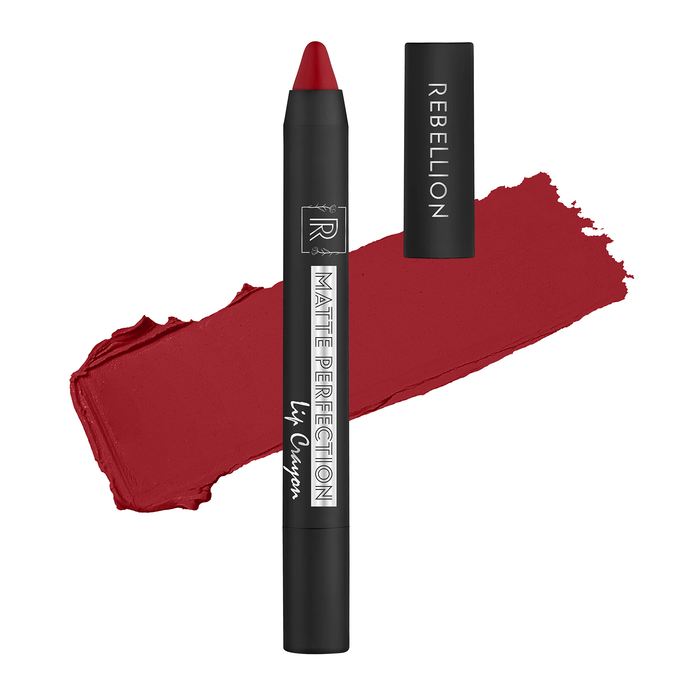 Rebellion Matte Perfection Lip Crayon - Red Medium - Enigmatic Jane 06 | 2.4 gm | Superior Powdery Matte finish | Advanced Color Locking Technology | Ultimate Long Lasting Lipstick Waterproof | Micronized Pigments | HD Color Payoff | Enriched With Shea Butter, Cocoa Butter, Jojoba Oil & Moringa Oil | With SPF | Vegan | Alcohol-Free |