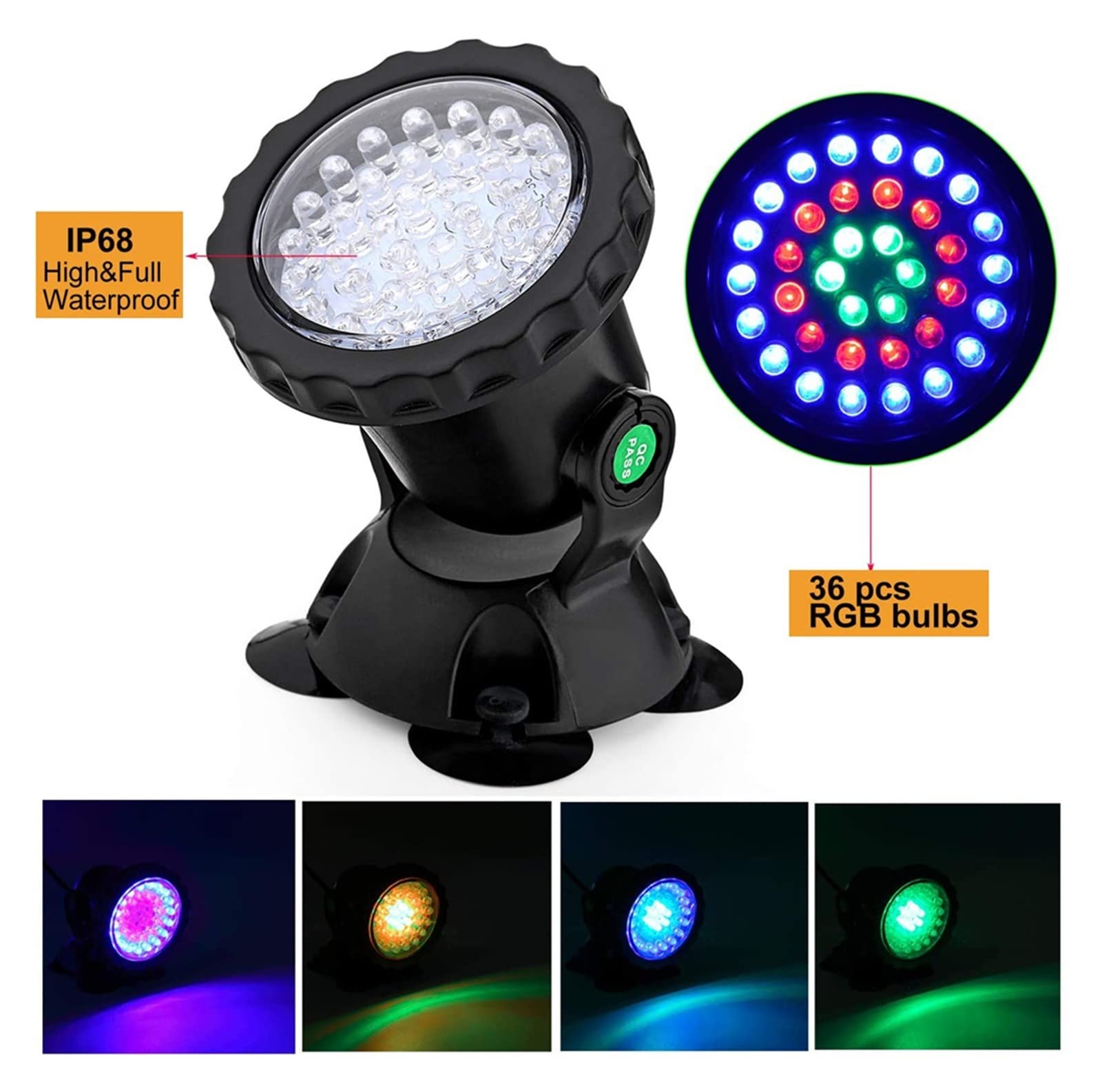 Reflektor basenowy RGB Sterowanie Bluetooth Lampa podwodna Nurkowanie Staw Spotlight 36LED Wodoodporna lampa krajobrazowa do basenu ogrodowego Niskie ZużYcie Energii(5Lamp 1Controller)
