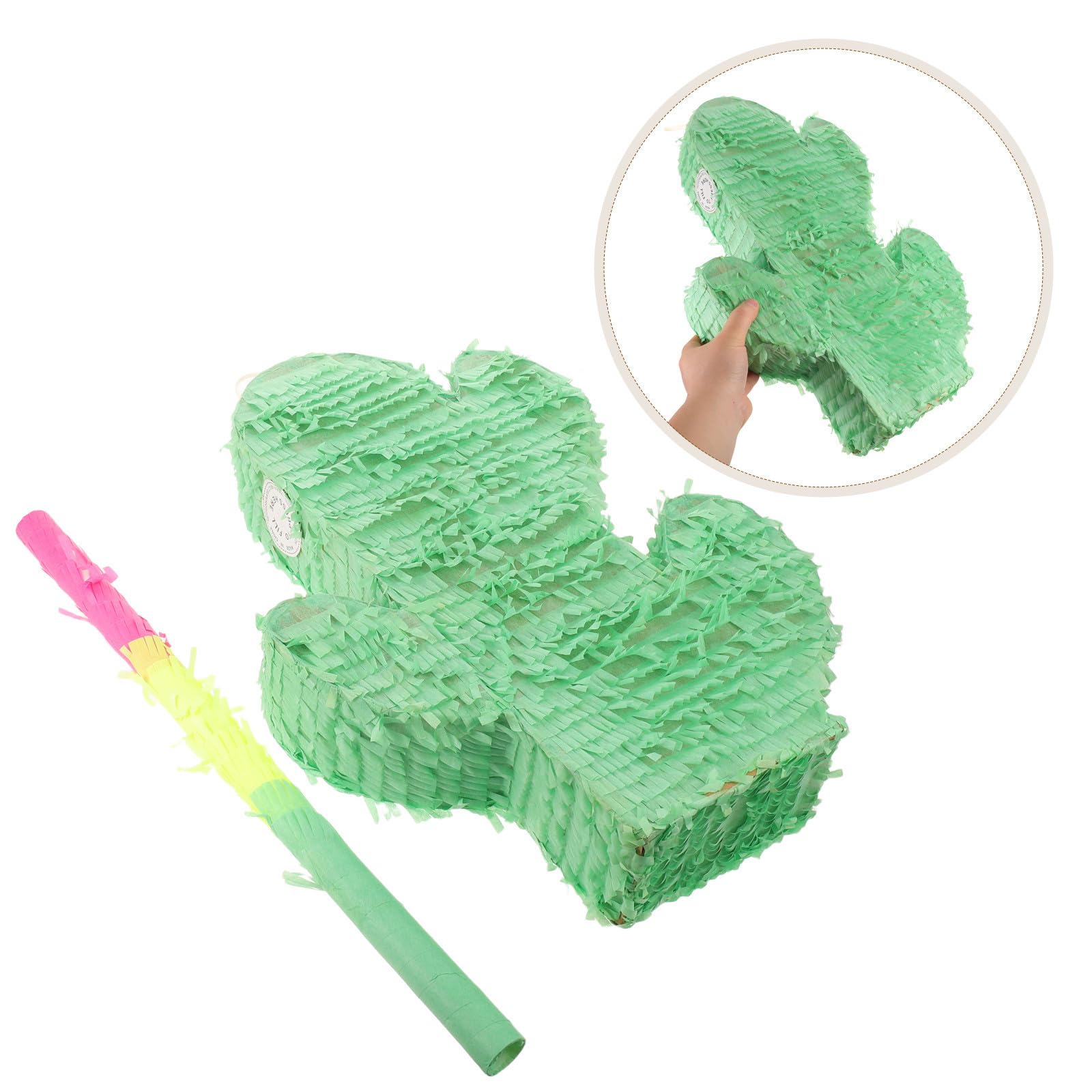 Kisangel Piñata de Cactus de Papel Verde para Celebracion Verano con Juego Interactivo y Fácil de Colgar Adecuado para Fiesta Hawaiana y Cumpleaños Infantil