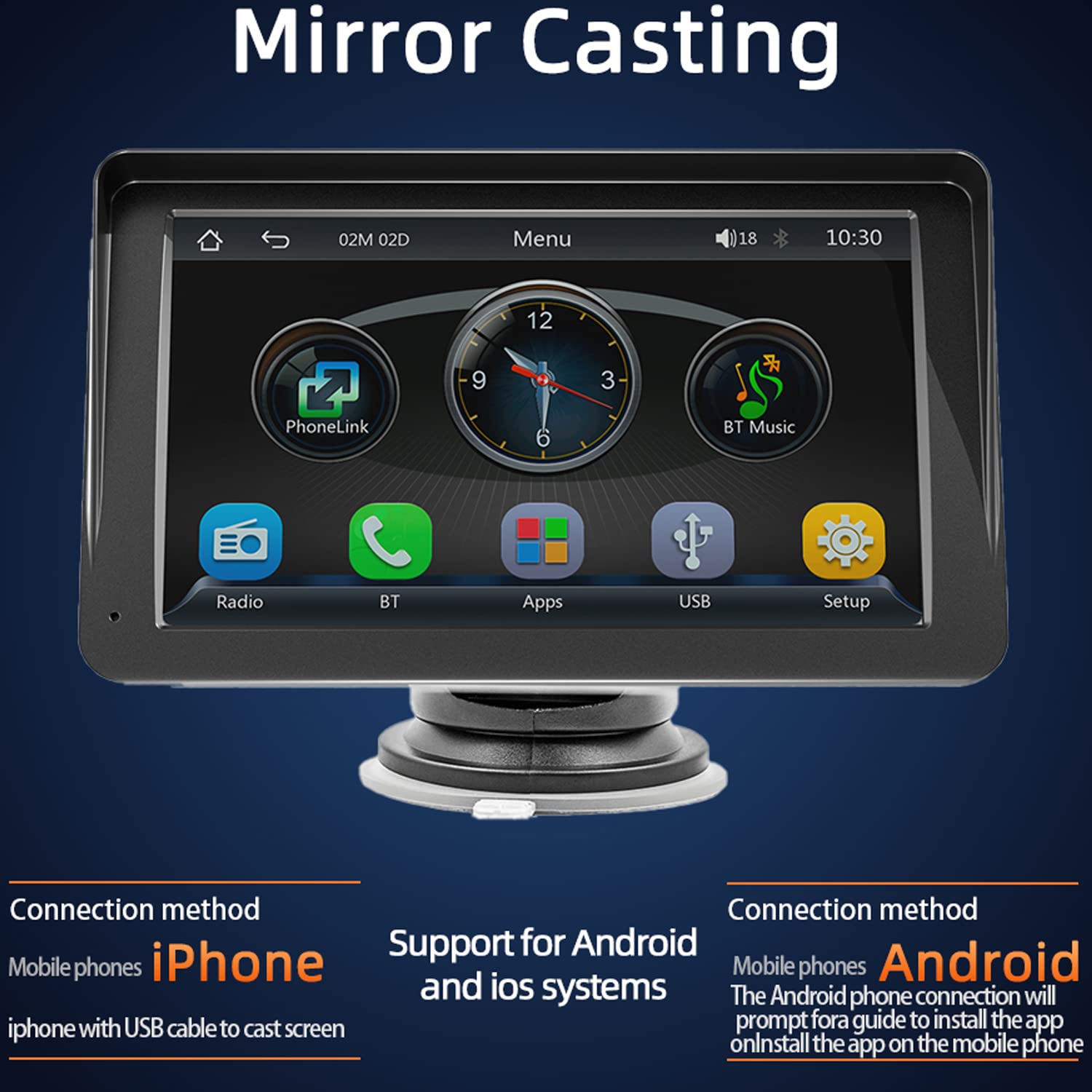 Draadloze Carplay Android Auto draagbare autoradio met voertuiglader, 7 inch touchscreen draagbare autoradio met Bluetooth/FM zender/Mirror Link/Voice Control/GPS/TF 12V-24V Draadloze Carplay Android Auto draagbare autoradio met voertuiglader, 7 inch touchscreen draagbare autoradio met Bluetooth/FM zender/Mirror Link/Voice Control/GPS/TF 12V-24V