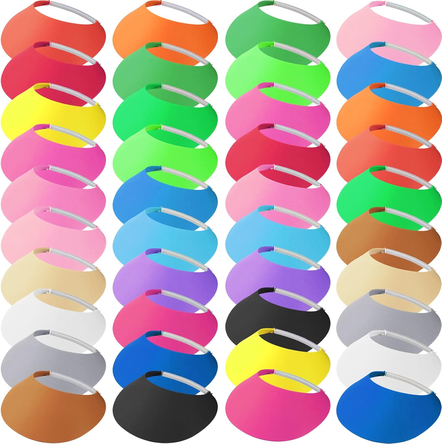 Sureio 40 pcs Foam Visor Bulk Sports Sun Visors with Coil Bands Solid