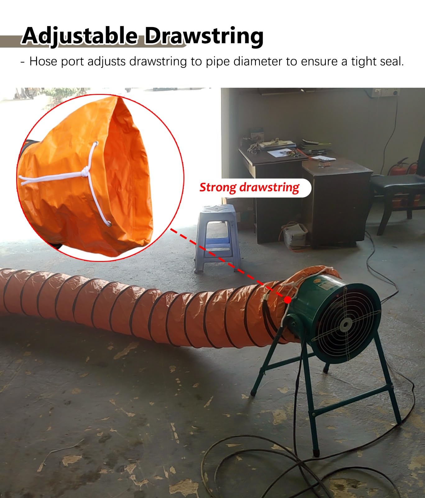 Tubo flessibile regolabile per ventilazione HVAC, cucina/ristorante, tubo di sfiato per ventilatori di scarico, diametro 450 mm, lunghezza 2 m / 6.6ft