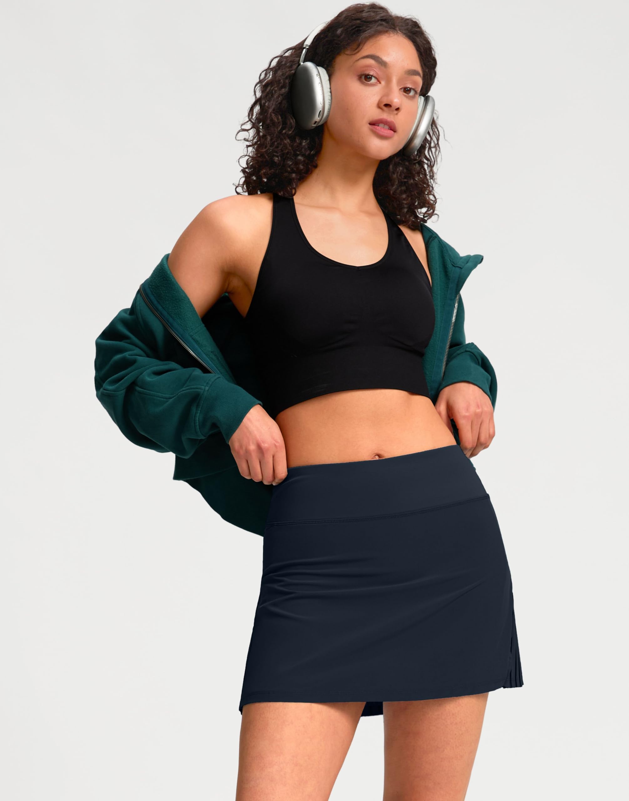 SANTINY Falda de tenis de 14 pulgadas para mujer, falda plisada de alta espera, con pantalones cortos integrados, falda atlética de golf
