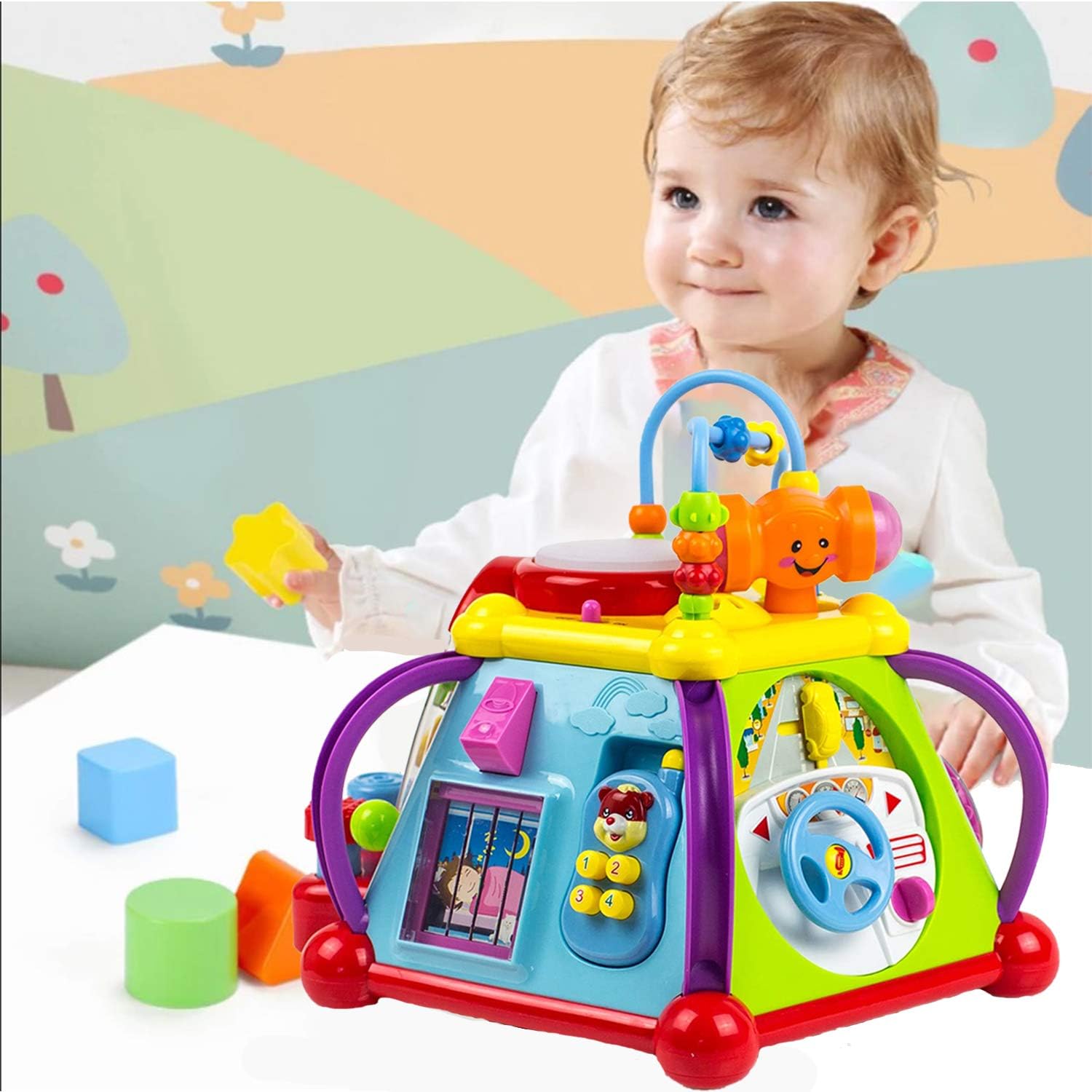 Toysery Baby Activity Center Toddler Kids Learning Cube with Lights