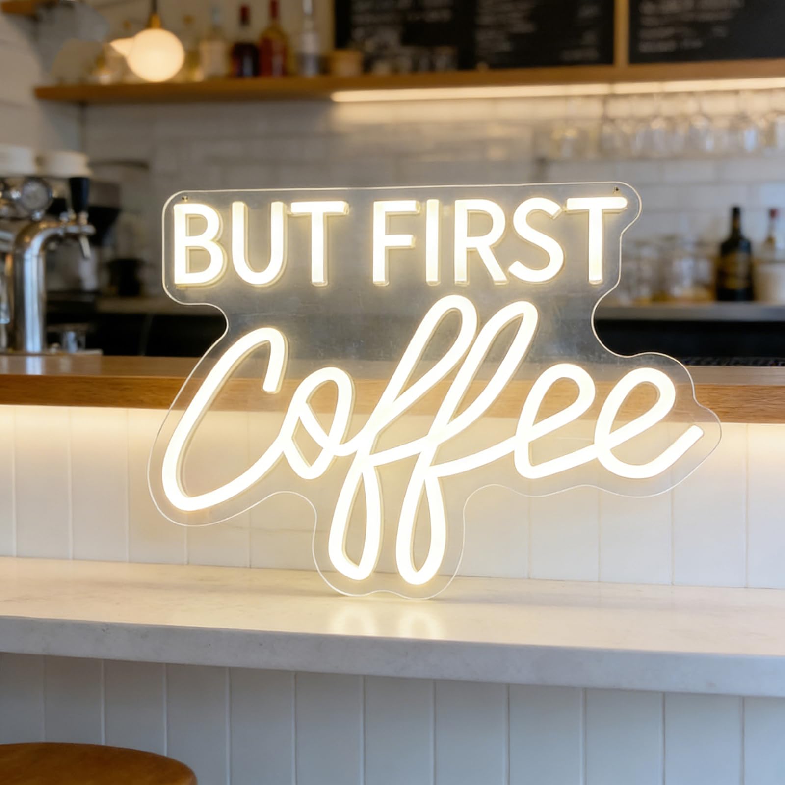 But First Coffee LED Neon Sign Dimmable Wall Decor for Coffee Bar Kitchen Cafe Bedroom Decorative Neon Light Sign USB Powered (14.96 * 12.6IN)