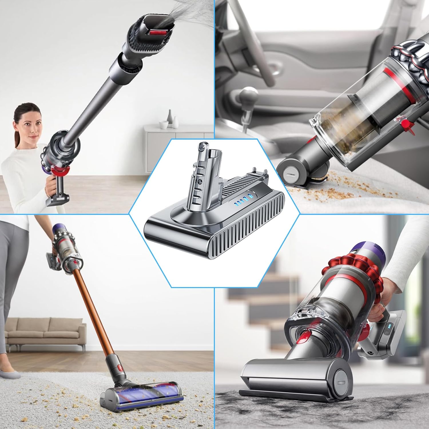 POWTREE Upgraded 7000mAh V10 SV12 7-Cell 206340 Battery Compatible for V10 Cyclone V10 Animal/Absolute/Motorhead/Fluffy/SV12 Handheld Cordless Vacuum Cleaner Li-ion 969352-02 Battery(not for V8 SV10)