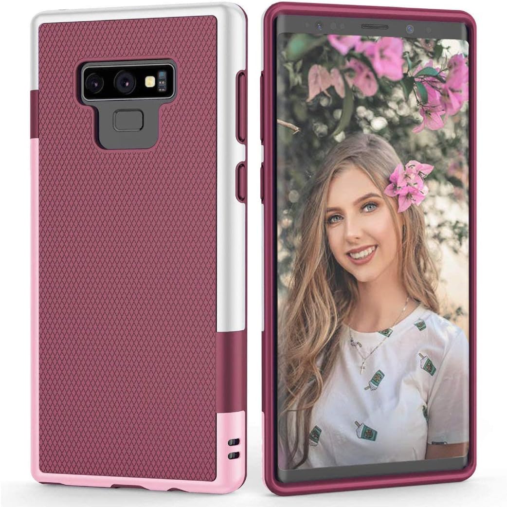 Case for Galaxy Note 9, Note 9 Case with 2 Pack HD Soft Screen Protector, Contrasting Colors Ultra Slim One-Piece Anti-Slip Rugged Soft TPU Bumper Shockproof Case Cover for Galaxy Note 9 - Wine - Image 8