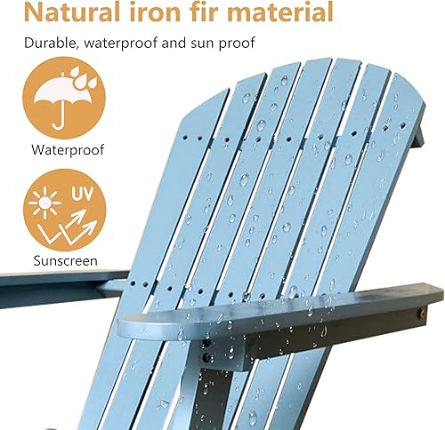 Miniatura 6 de PayLessHere Sillas Adirondack resistentes a la intemperie con madera de pino texturizada para patio, césped, jardín, terraza, piscina, playa, hoguera