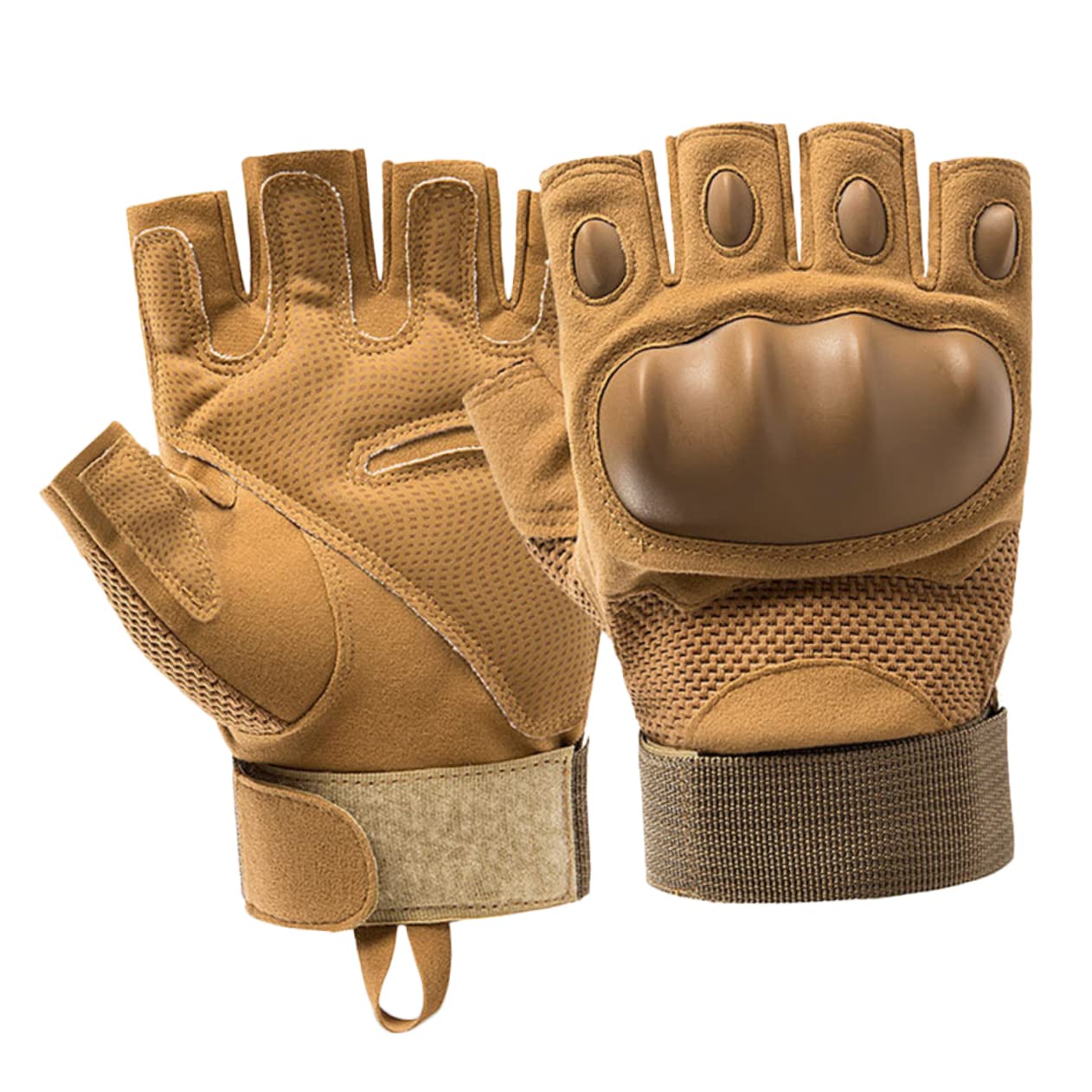 VANZACK 2pares Guantes De Media Dedo Antideslizantes para Actividades Al Aire Resistentes Al Desgaste para Ciclismo y Montañismo Unisex Color Khaki