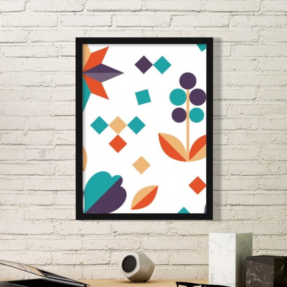 Peinture végétale pixel art cadre photo bois rectangle noir déco maison
