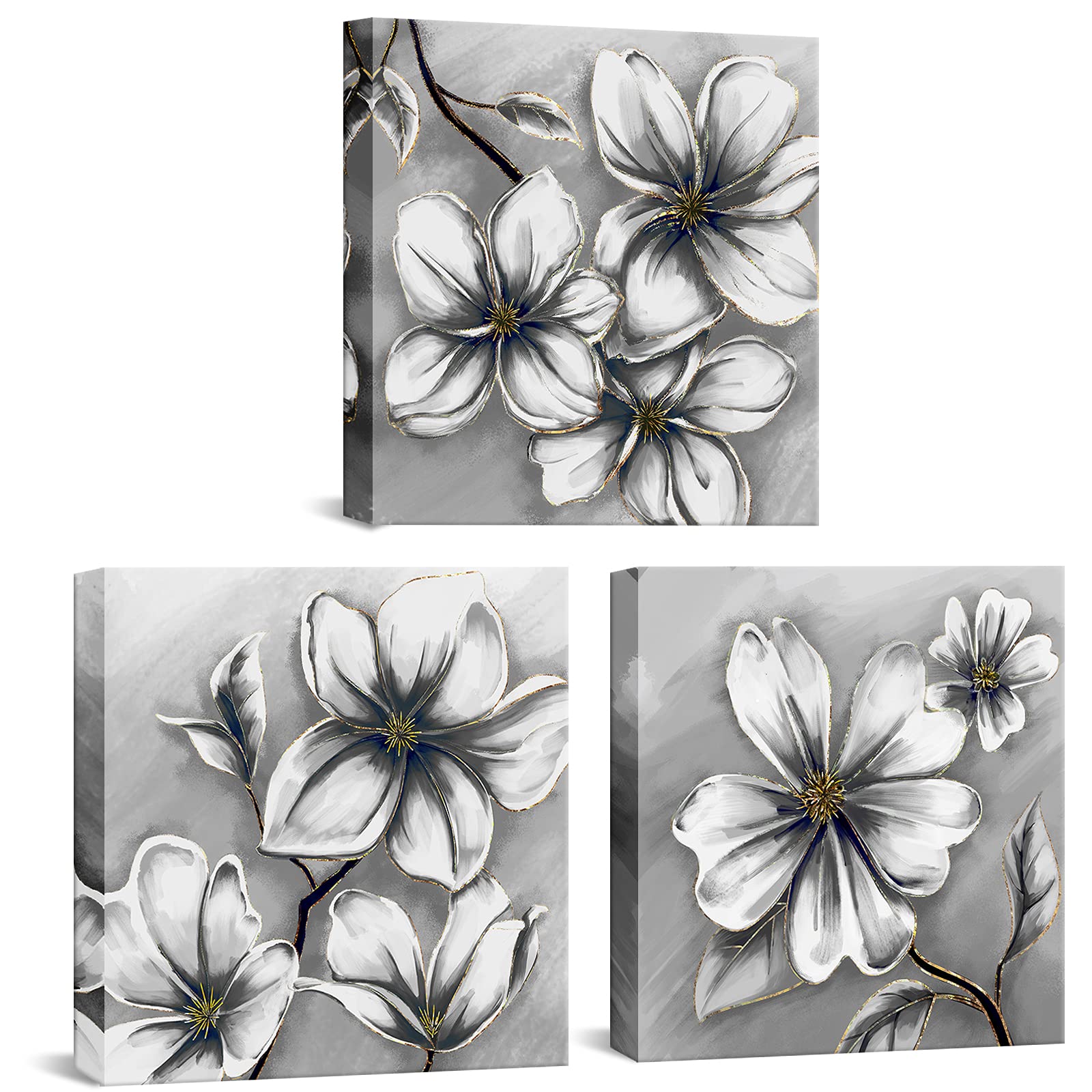 Amazon.com: FuShvre Grey Floral Wall Art Grey Flower Pictures for